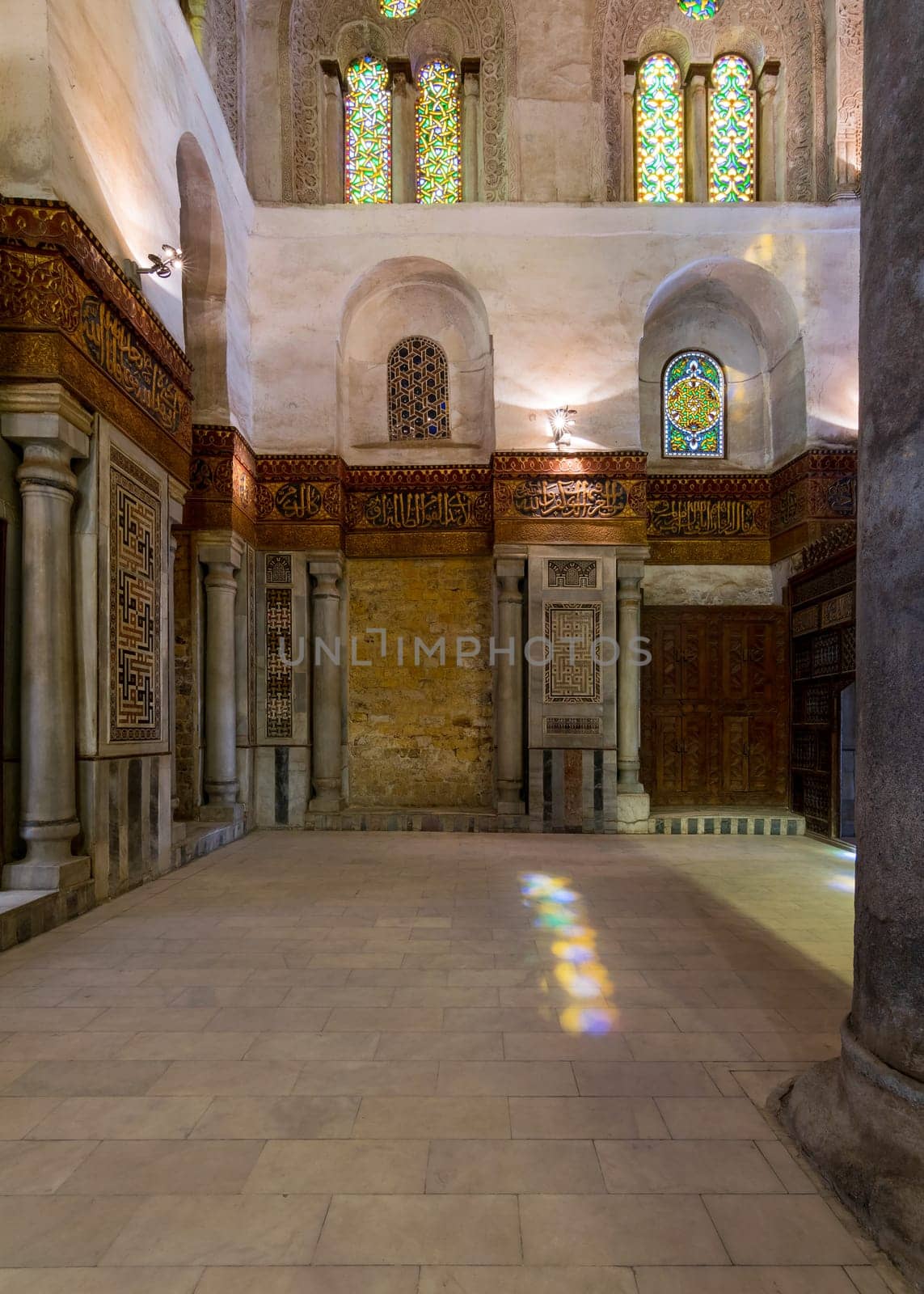 Interior view of the mausoleum of Sultan Qalawun, part of Sultan Qalawun Complex built in 1285 AD, located in Al Moez Street, Cairo, Egypt
