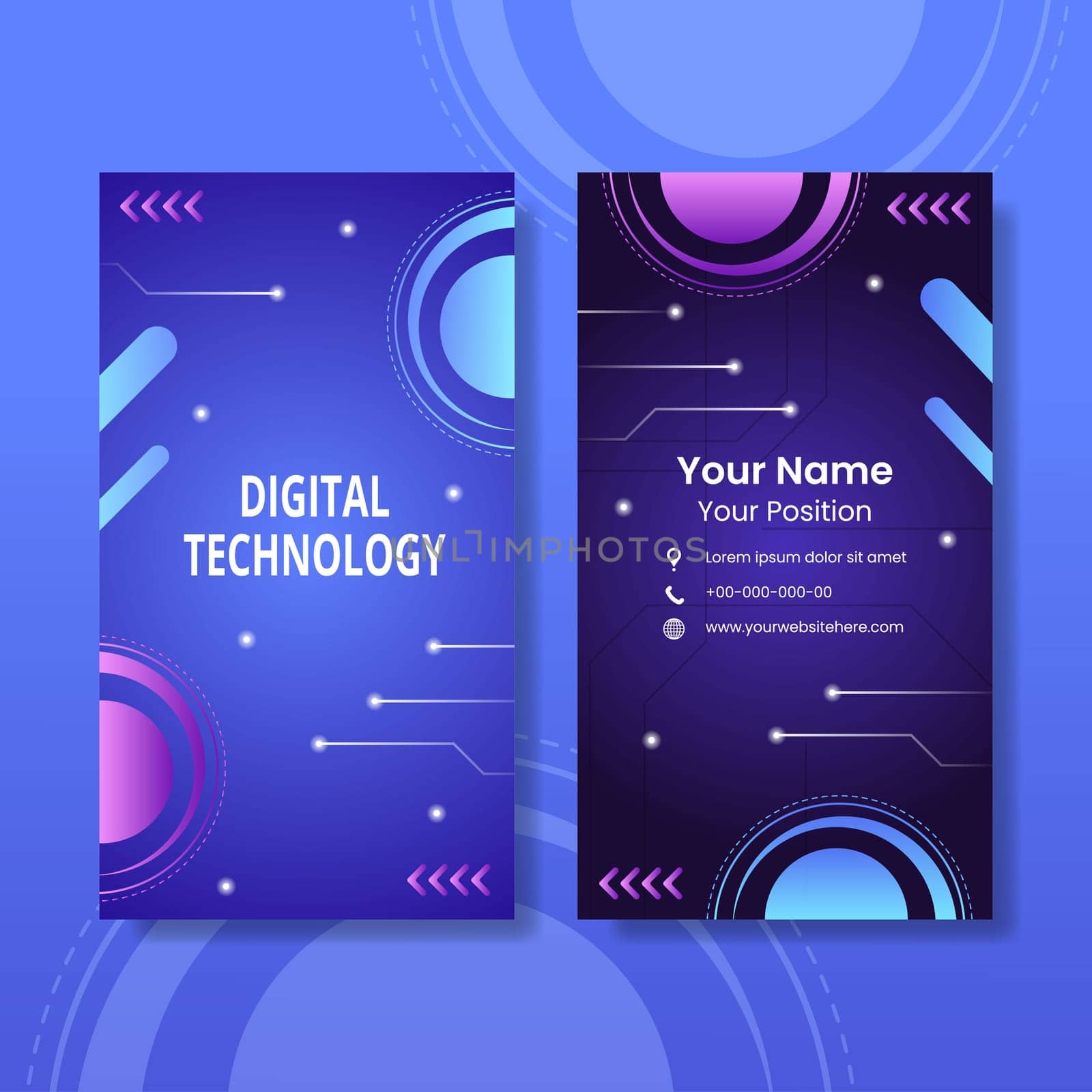 Technology Card Vertical Template Hand Drawn Cartoon Flat Illustration