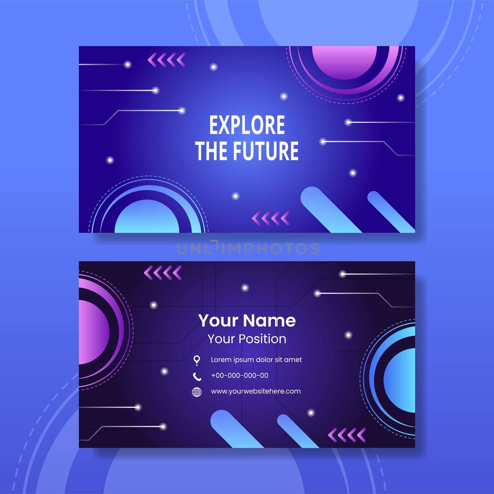 Technology Card Horizontal Template Hand Drawn Cartoon Flat Illustration