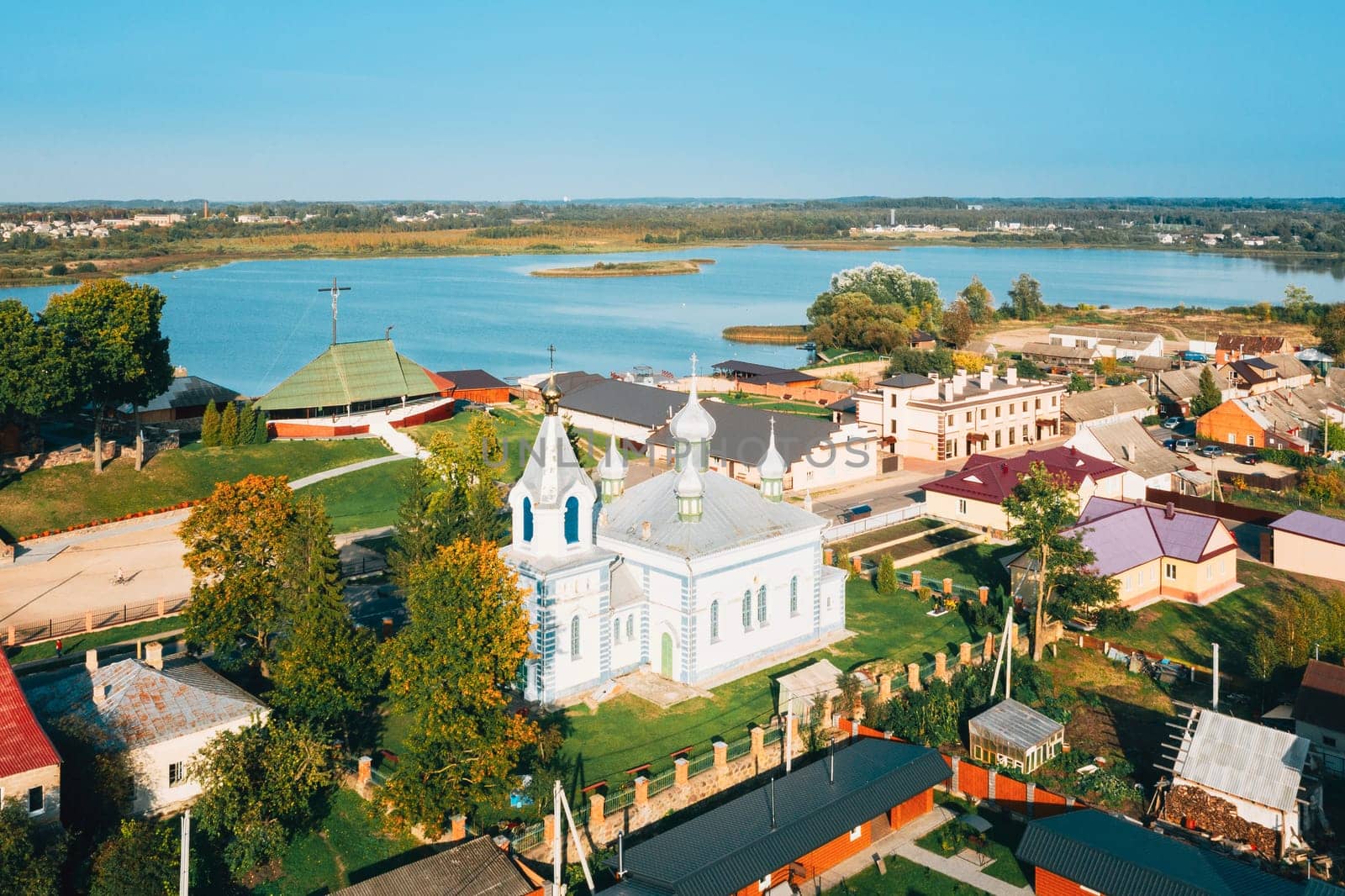 Braslav, Braslaw District, Vitebsk Voblast, Belarus. Aerial View Of Church of the Assumption.