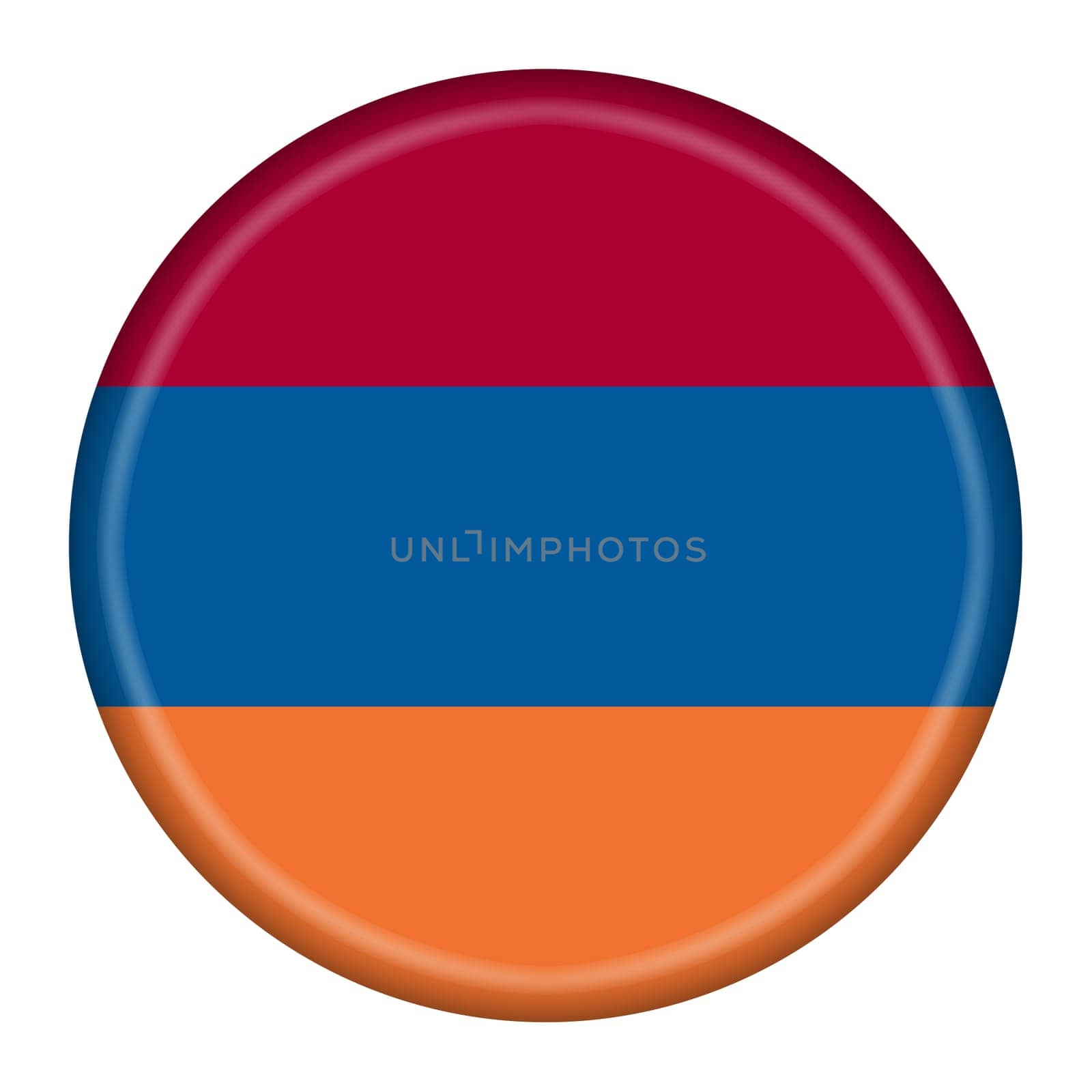An Armenia flag button 3d illustration with clipping path