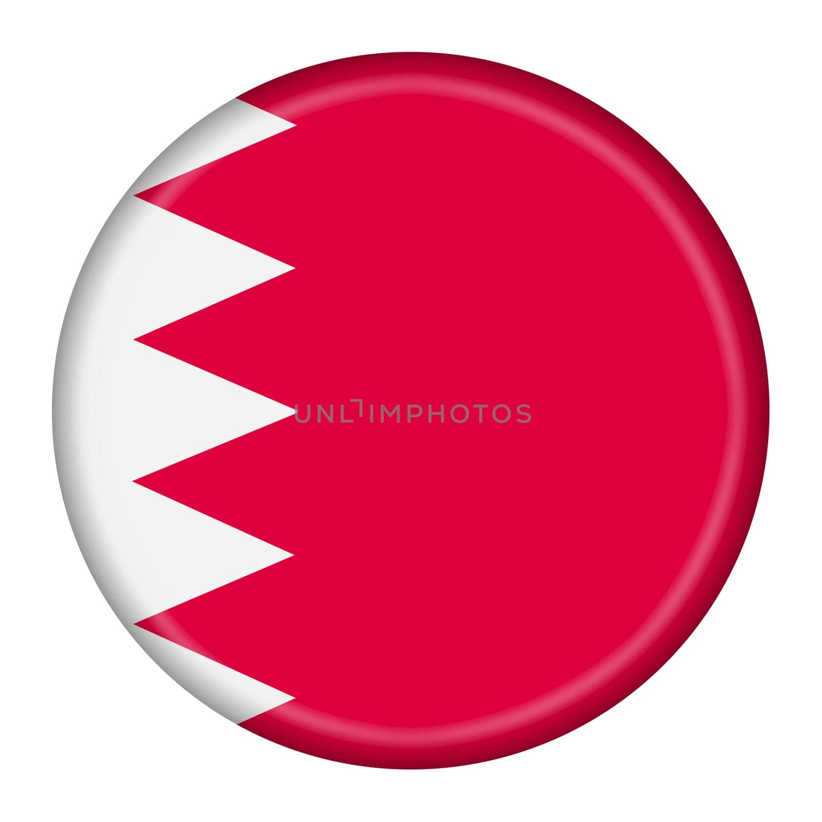 A Bahrain flag button 3d illustration with clipping path