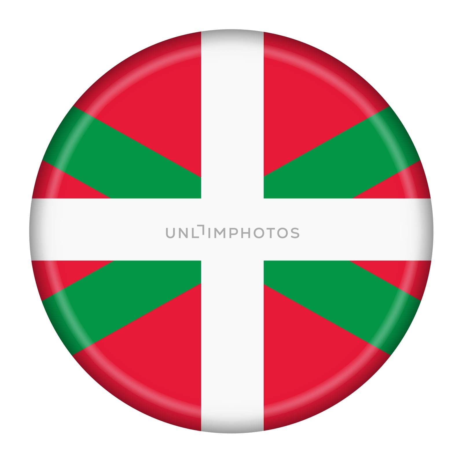 A Basque flag button 3d illustration with clipping path