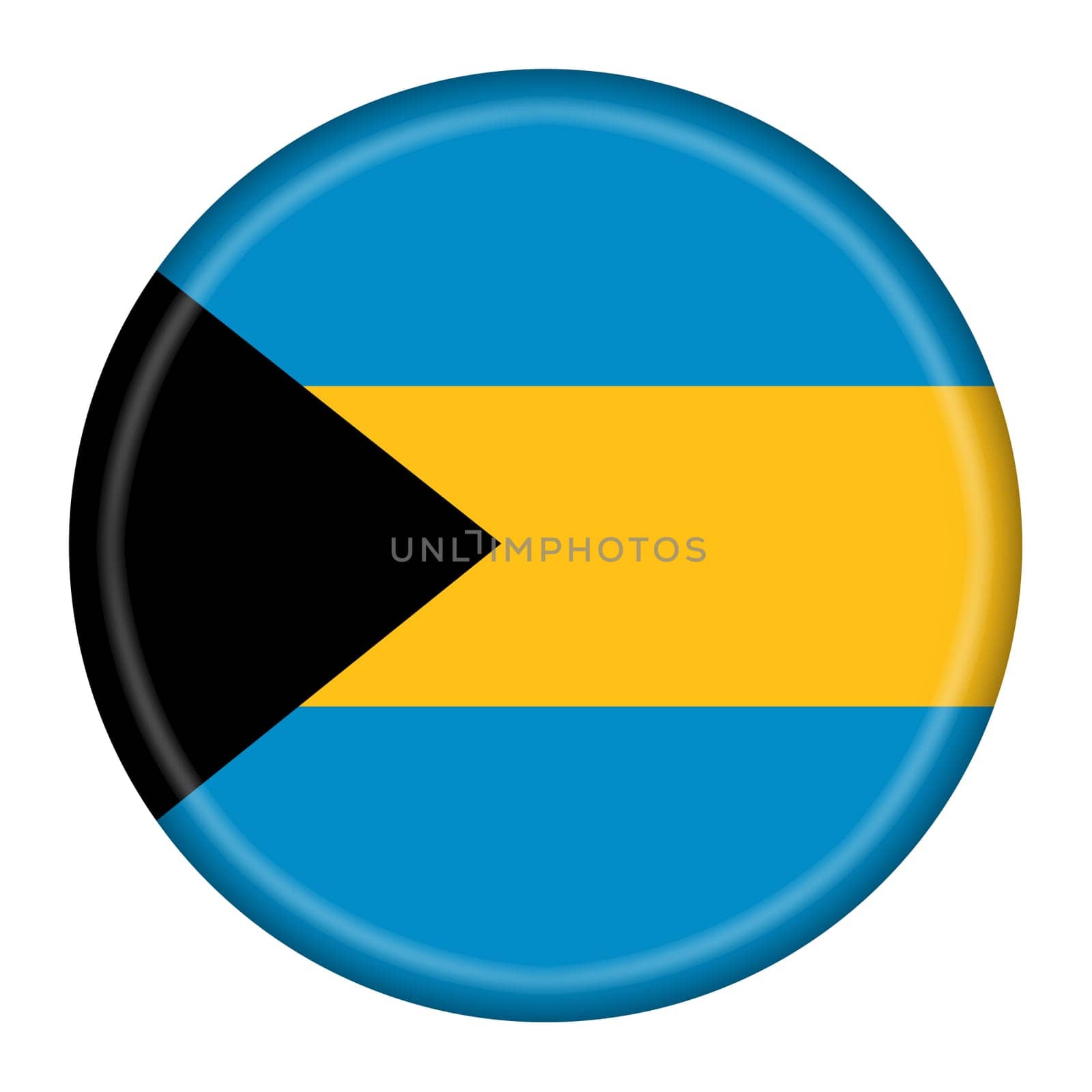A Bahamas flag button 3d illustration with clipping path