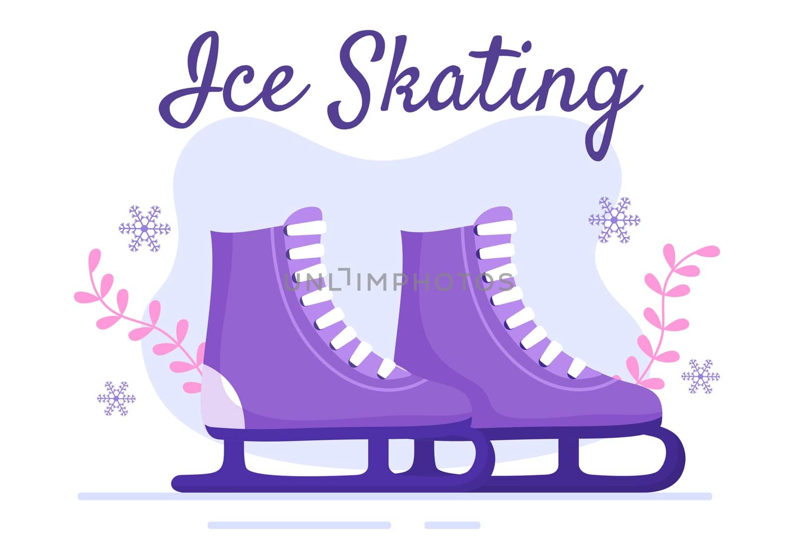 Ice Skating Hand Drawn Cartoon Flat Illustration of Winter Fun Outdoors Sport Activities on Ice Rink with Seasonal Outerwear