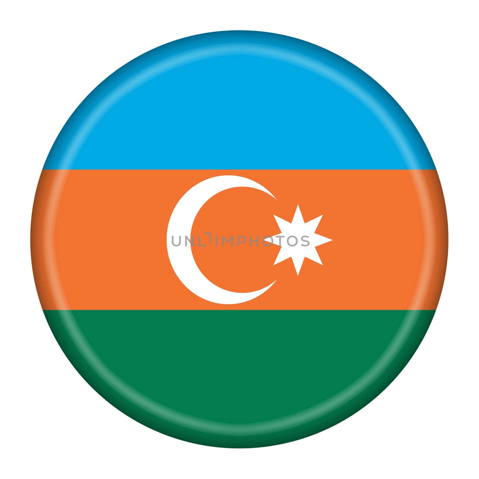 An Azerbaijan flag button 3d illustration with clipping path