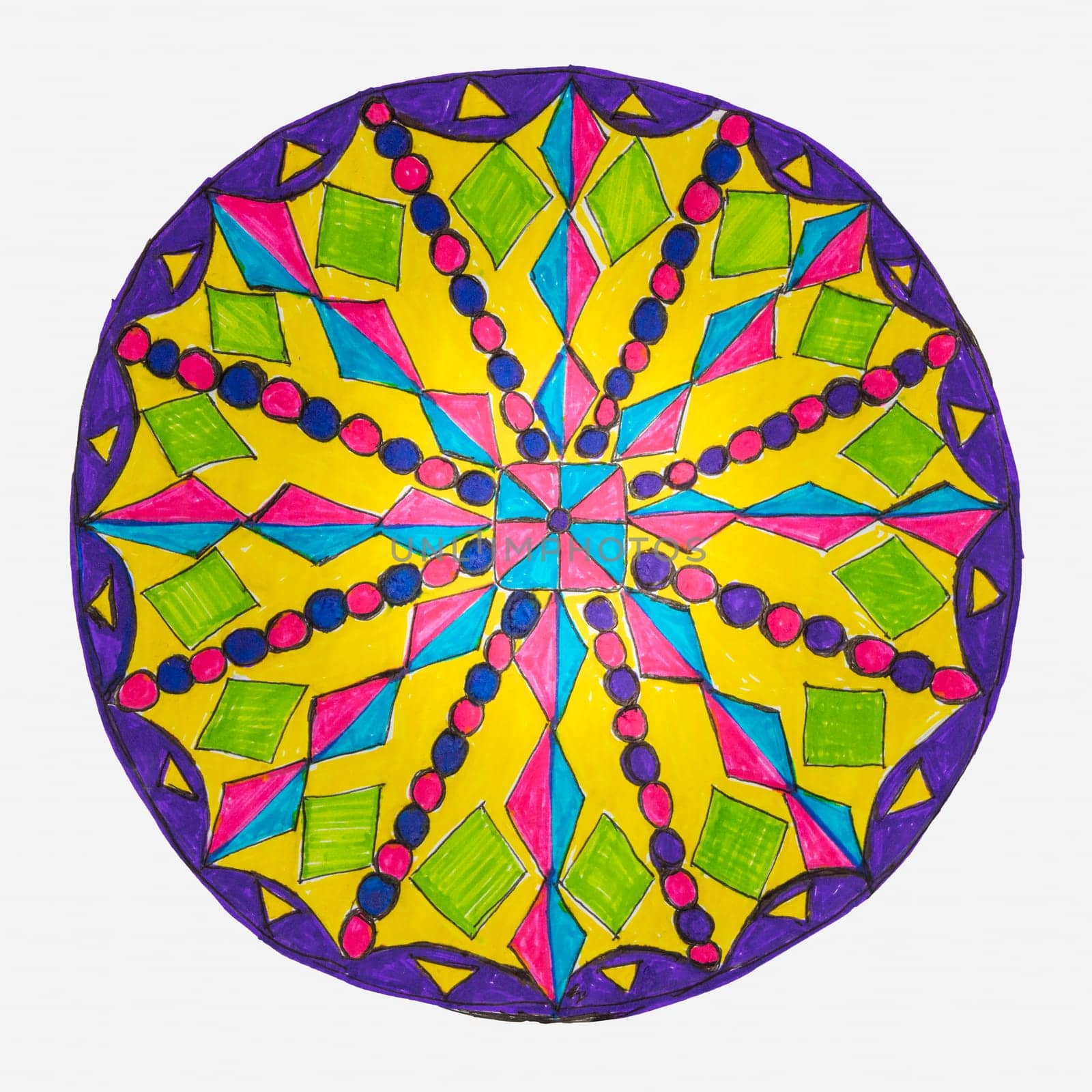 Colorful oriental decorative hand drawn mandala pattern with clipping path