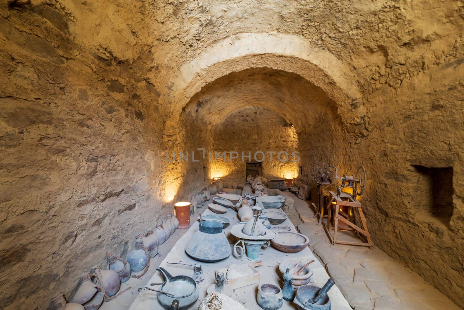 Ancient refectory at the Monastery of Saint Paul the Anchorite, located in the Eastern Desert, near the Red Sea mountains, Egypt