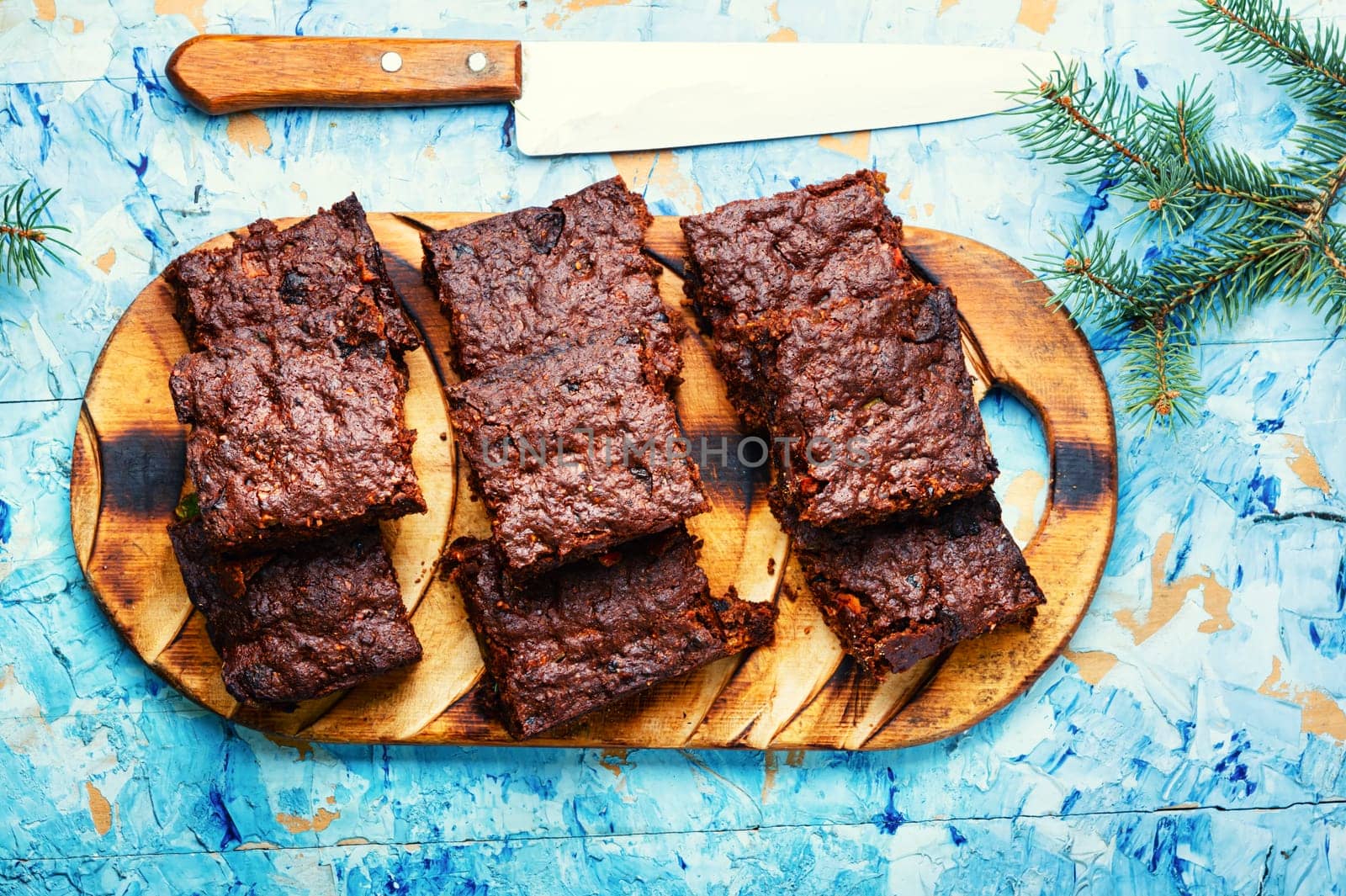 Panforte, cake with almonds, nuts, dried fruits and berries.