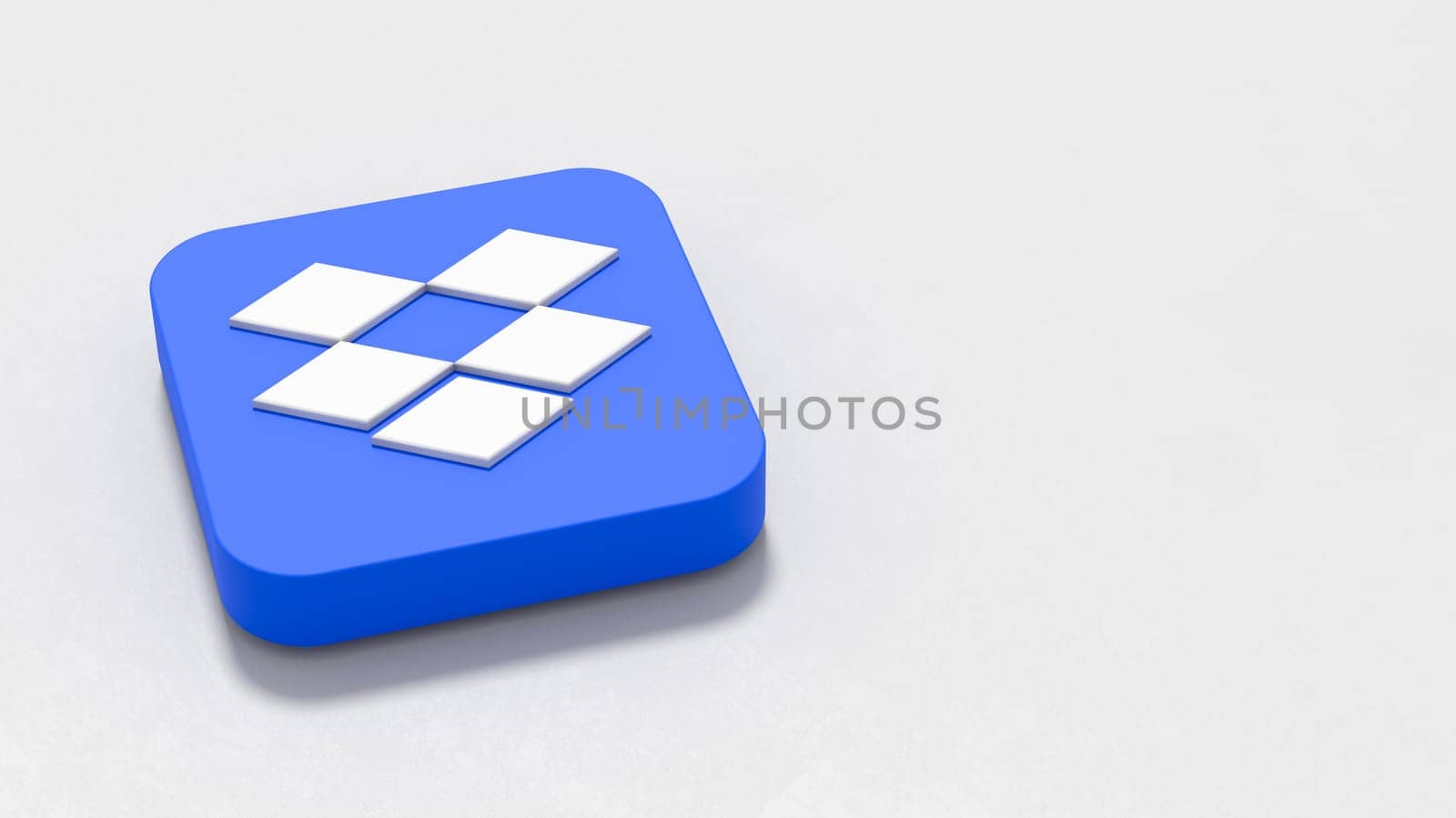 Dropbox Logo 3D Symbol Shape on Plastered Light Gray Background with Copy space 3D Illustration