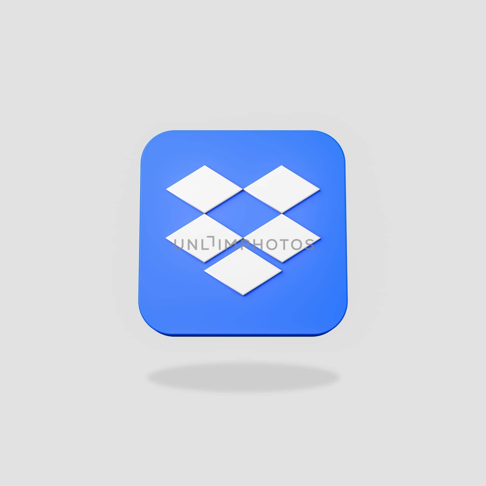 Dropbox Logo 3D Shape Isolated on Flat Light Gray Background with Shadow 3D Illustration