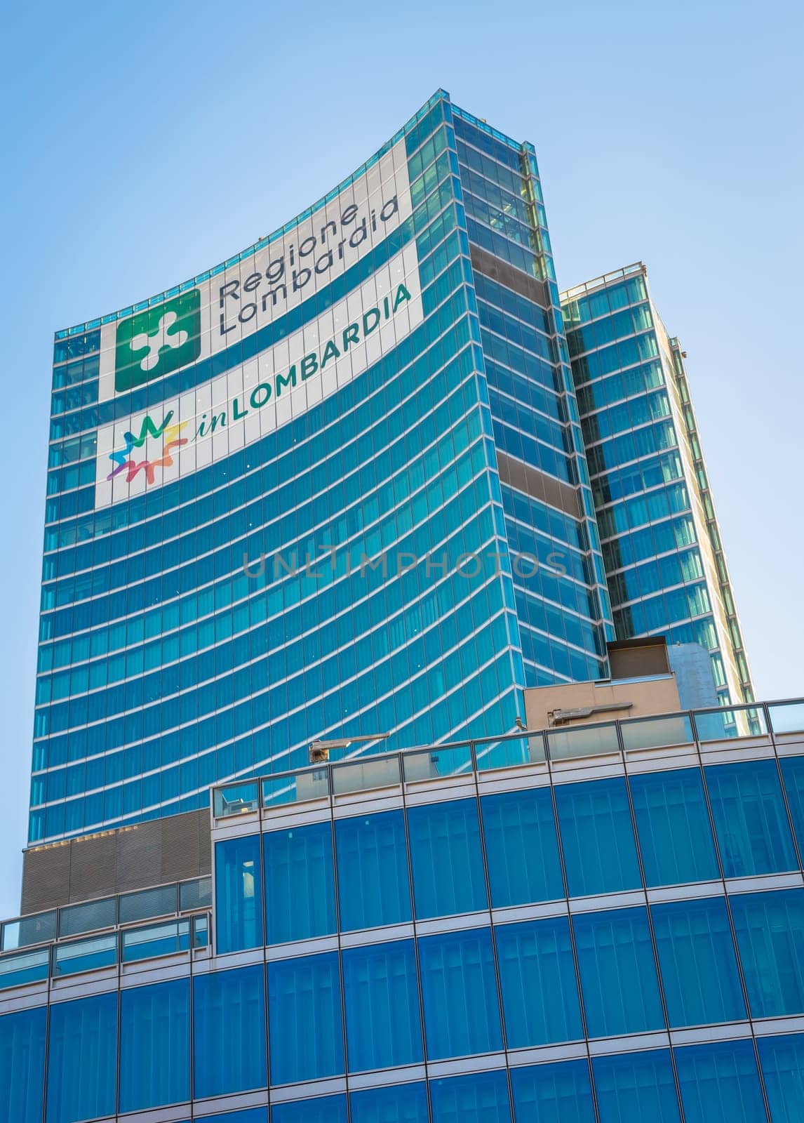 MILAN, ITALY - CIRCA SEPTEMBER 2020: located in Milan downtown, the Lombardia (Lombardy) Region is one of the most famous modern skyscraper in Italy