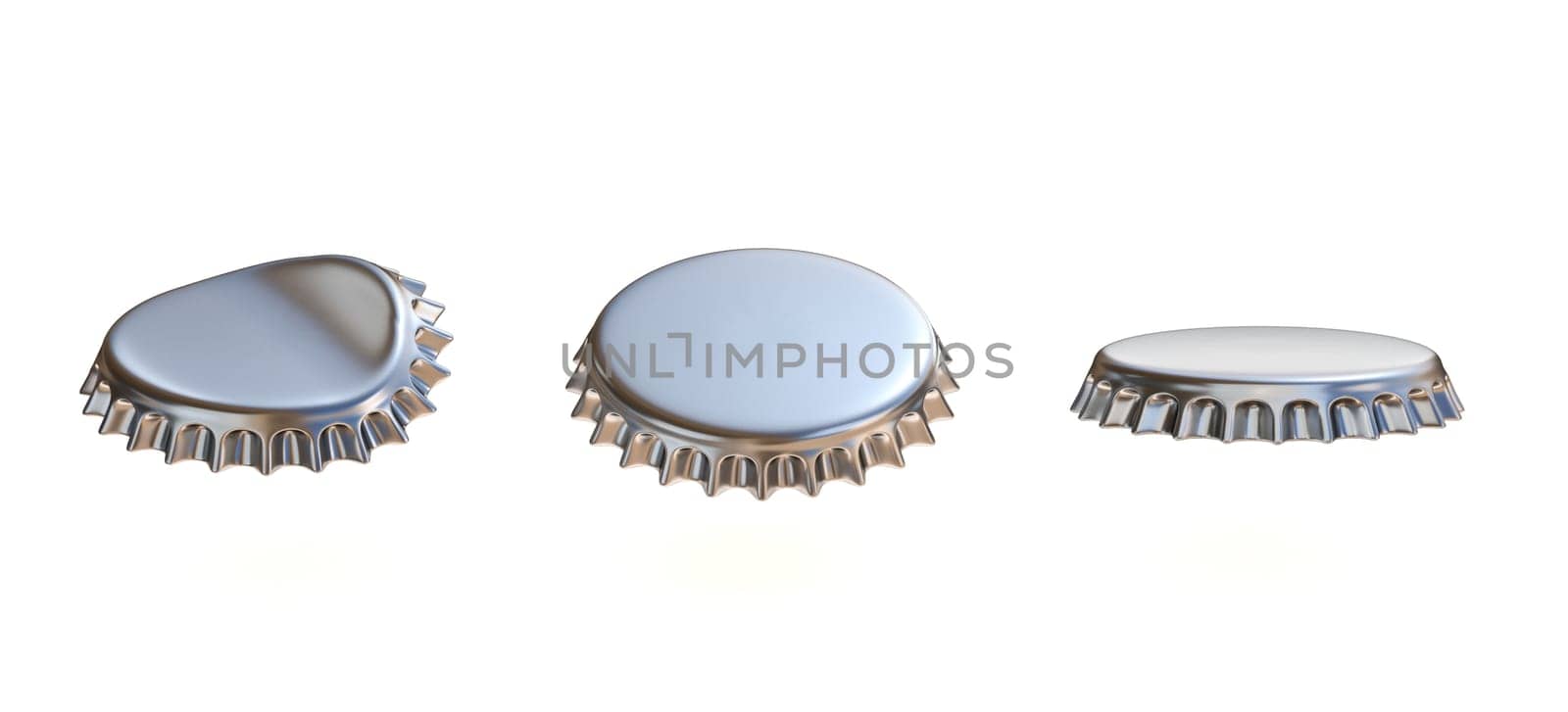 Metal bottle cap 3D rendering illustration isolated on white background