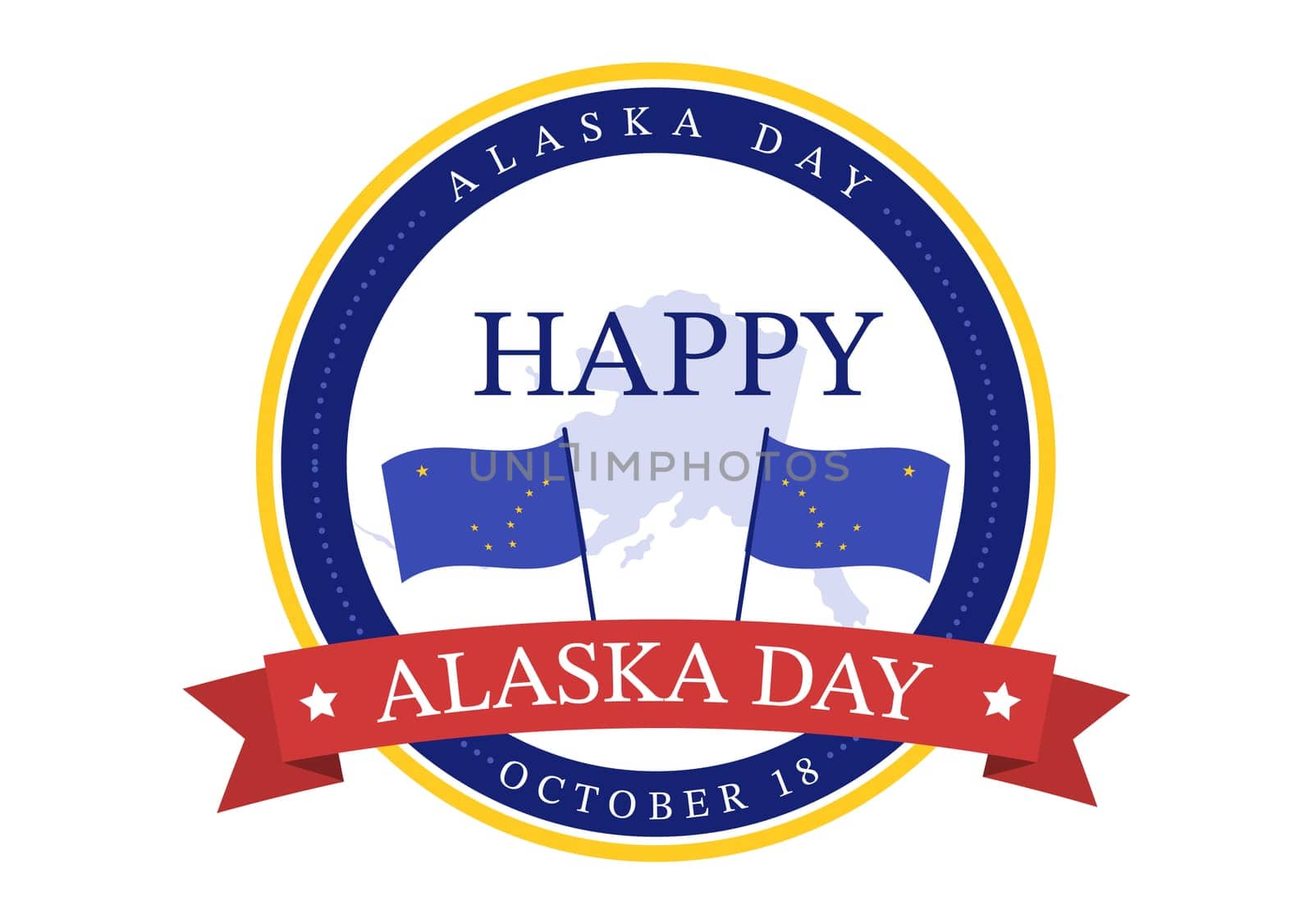Happy Alaska Day on October 18 Hand Drawn Cartoon Flat Illustration with Flag Waving in Winter Landscape in Template for Banner or Poster