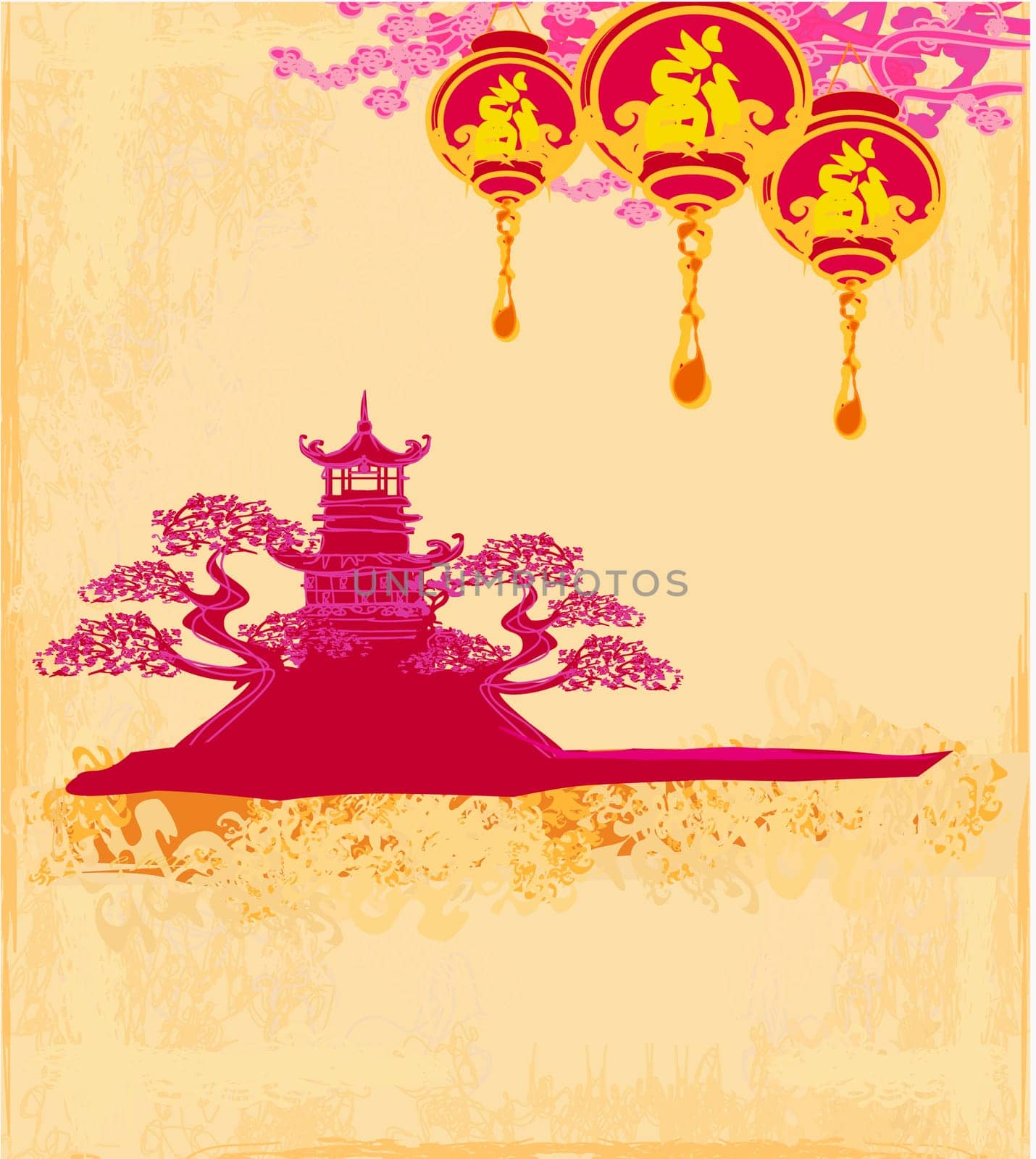 Decorative Chinese landscape card.