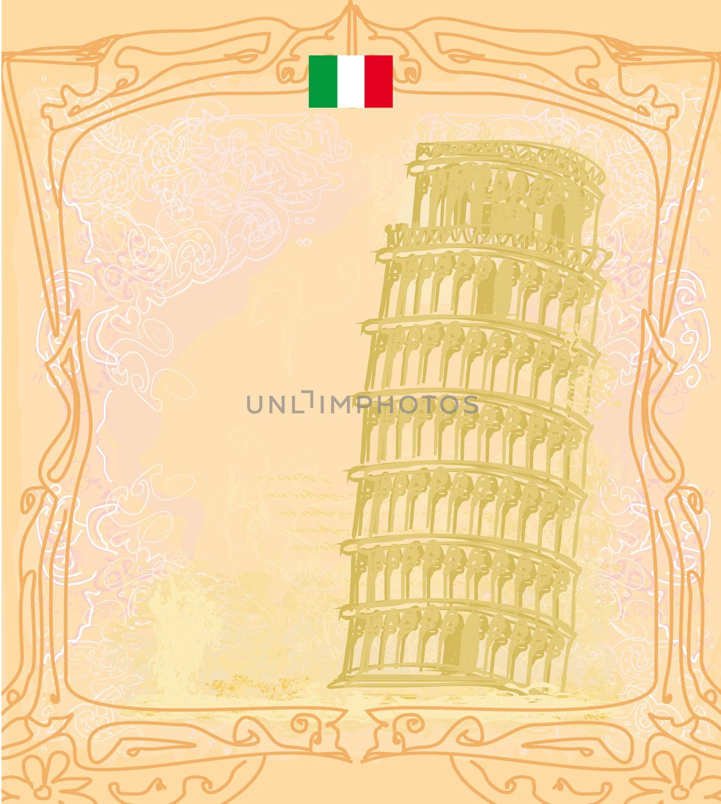 vector pisa tower vintage background