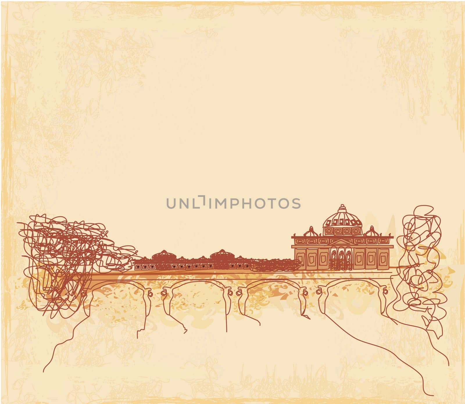 grunge background - hand draw Basilica di San Pietro, Vatican, Rome, Italy