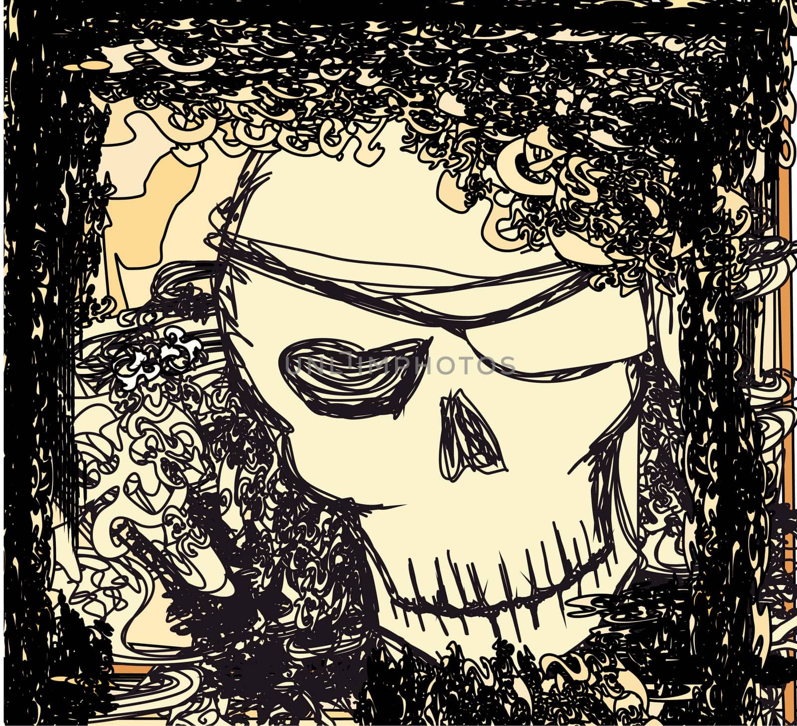 Skull Pirate - retro card