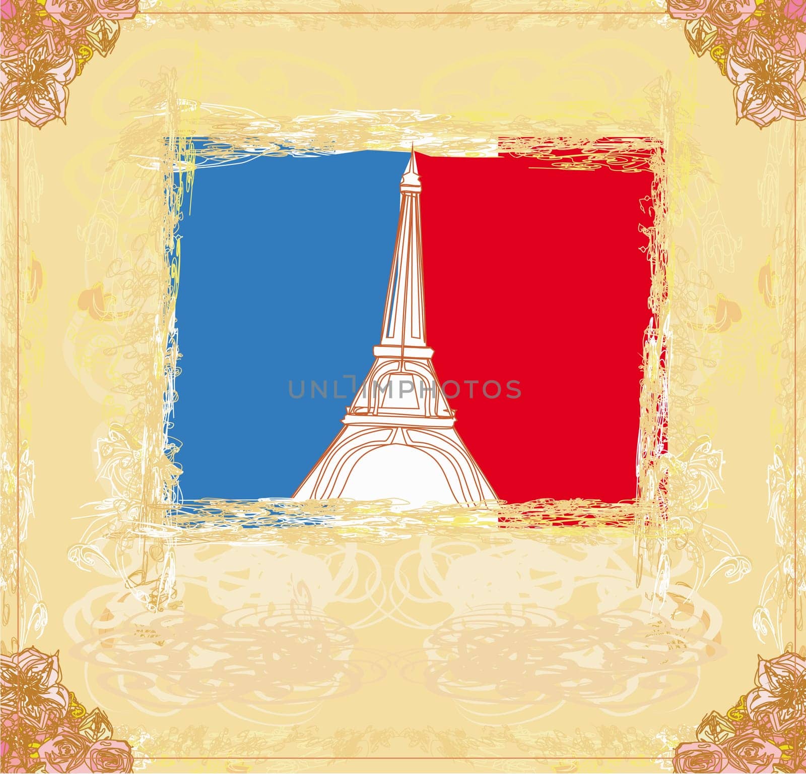 Eiffel tower artistic background. Vector illustration.
