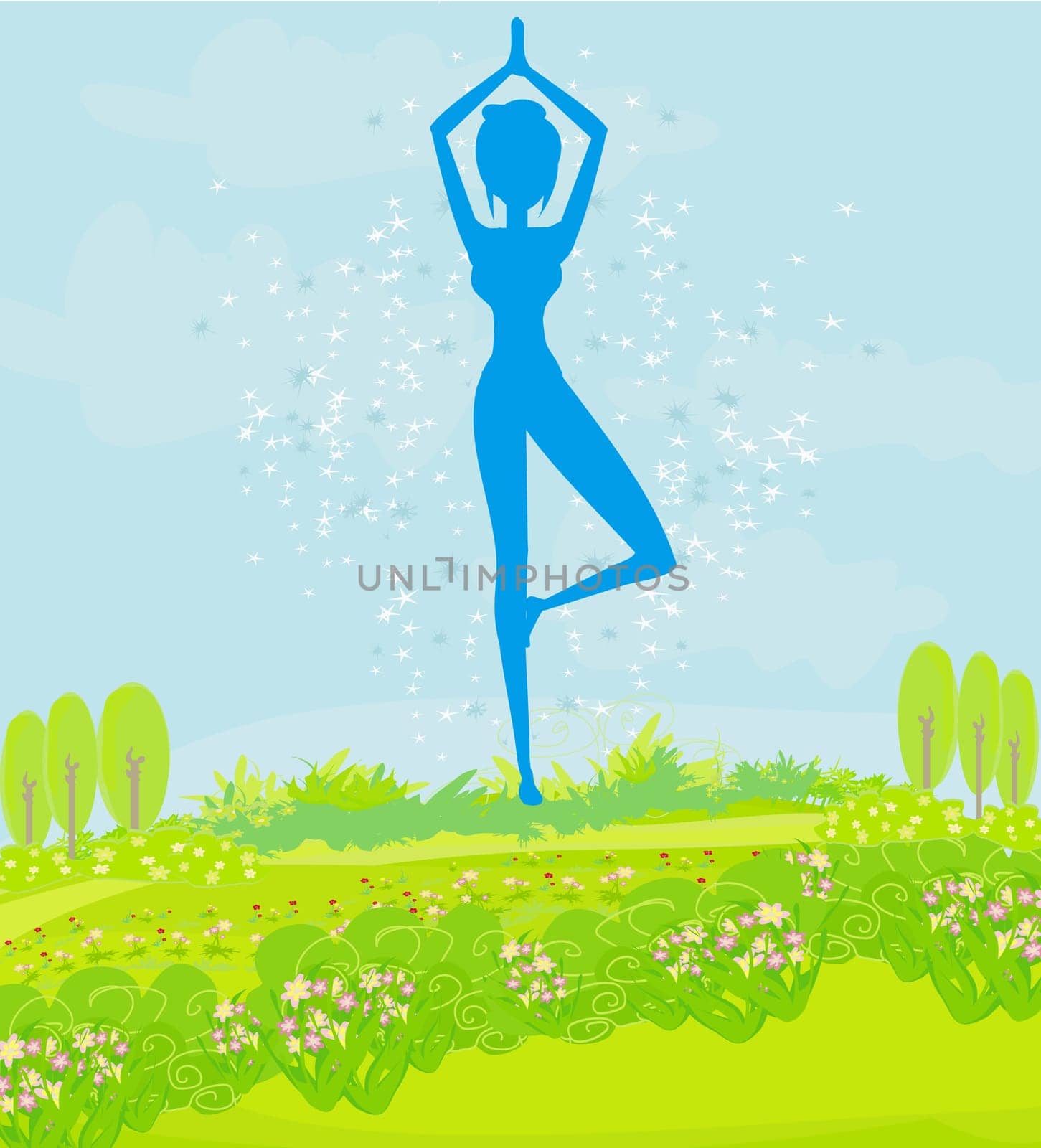 woman in a traditional yoga pose vector illustration