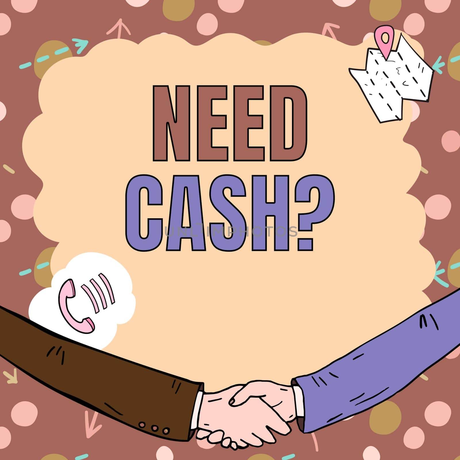 Text showing inspiration Need Cash Question, Business concept asking someone if you need extra money or dont Empty frame decorated with communication symbols represent business meeting