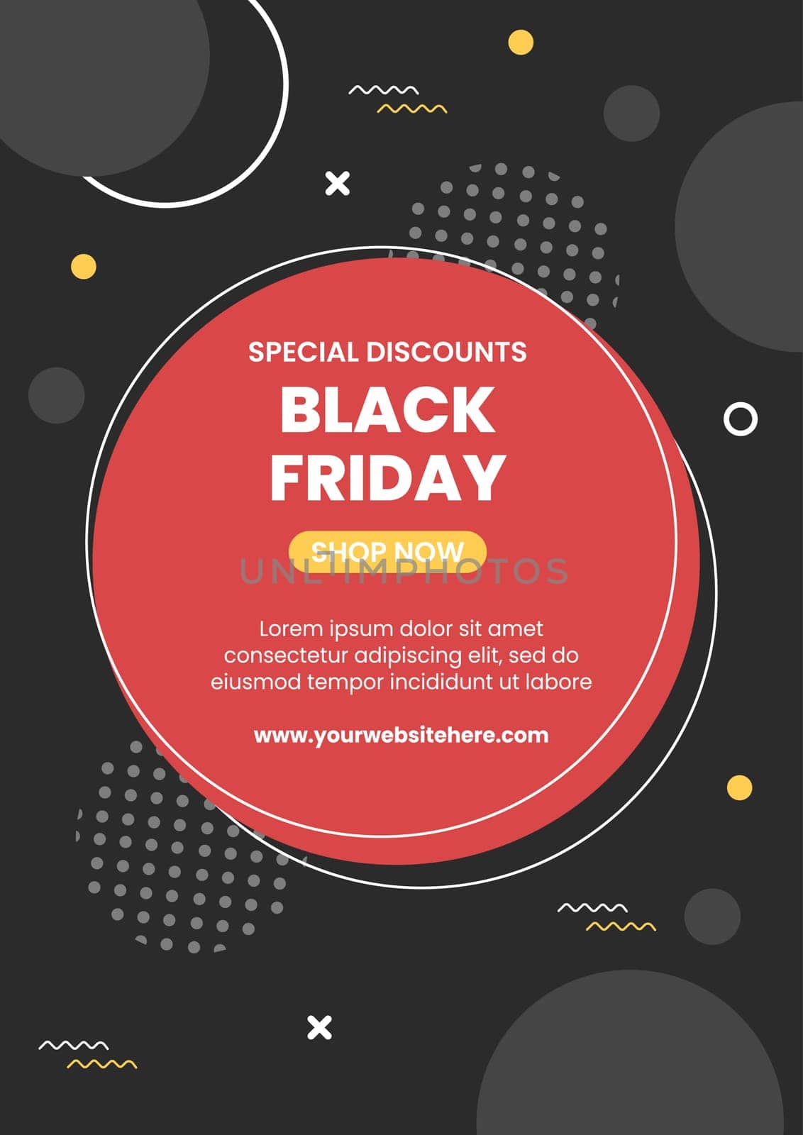 Black Friday Give Big Discount Flyer Template Hand Drawn Cartoon Flat Illustration
