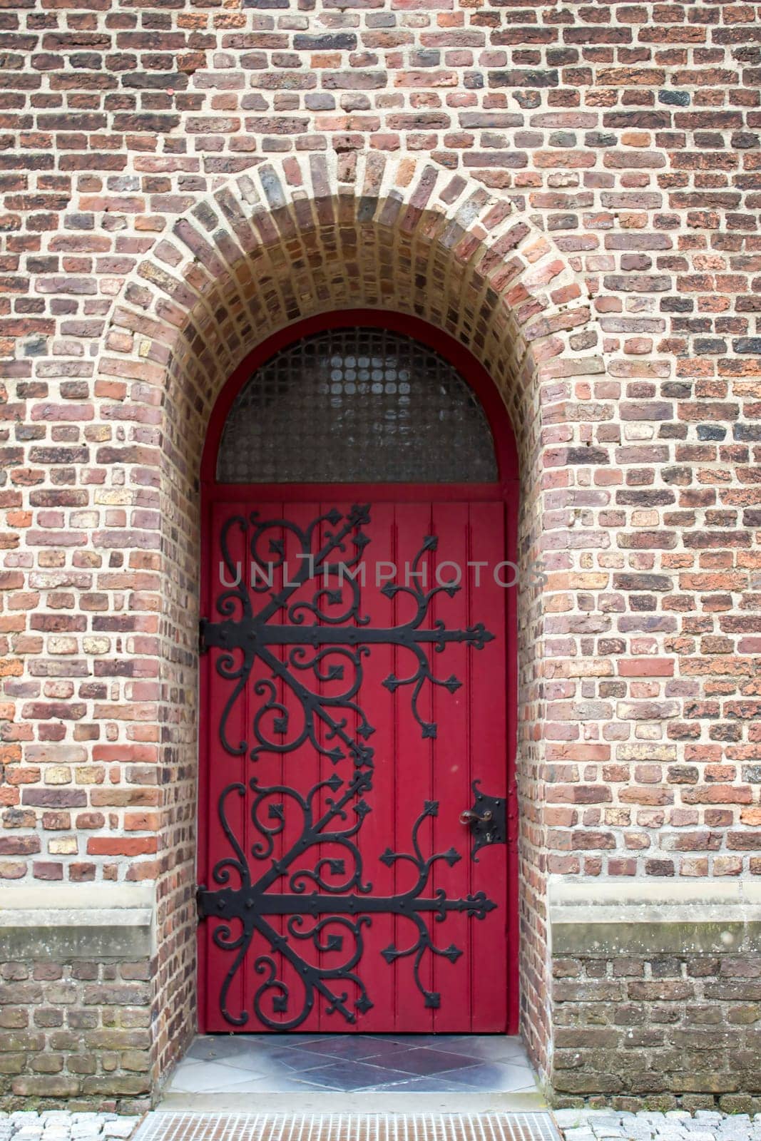 Old wooden house door in German small town, Issum, North-Rhine Westphalia, Germany