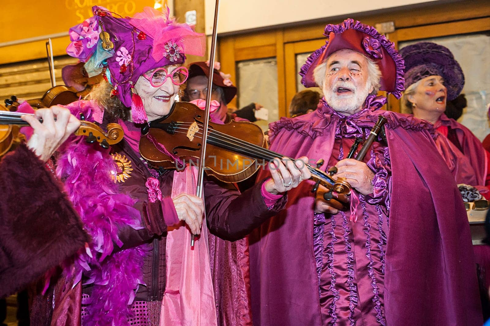 VENICE, ITALY - Febrary 22 2019: The masks of the Venice carnival 2019................................................................................................................................................................................................................