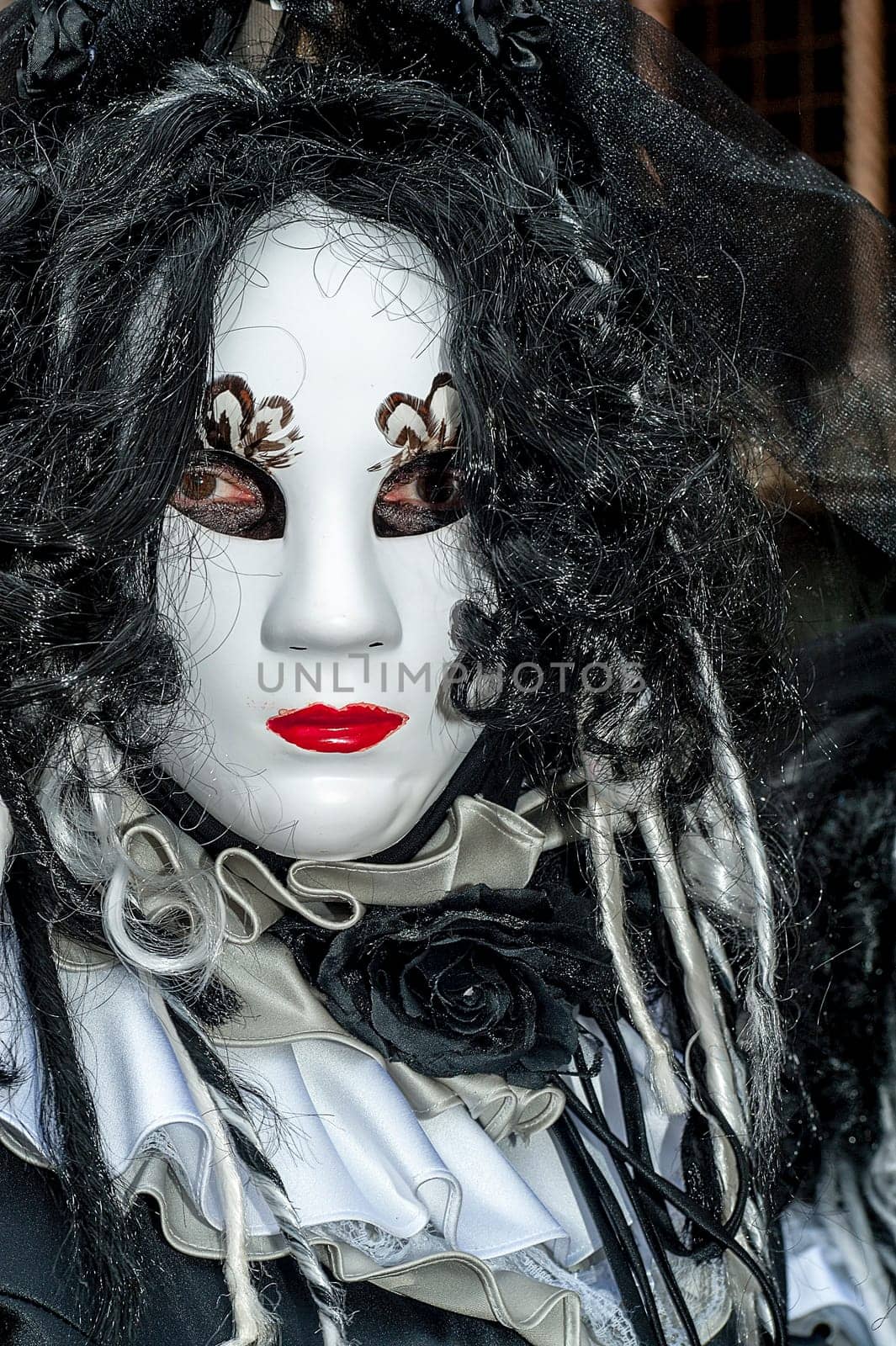 Venice, Italy - February 7 2018 - The Masks of carnival 2018. The Carnival of Venice (Italian: Carnevale di Venezia) is an annual festival held in Venice, Italy. The Carnival ends with the Christian celebration of Lent, forty days before Easter, on Shrove Tuesday (Martedì Grasso or Mardi Gras), the day before Ash Wednesday. The festival is world-famous for its elaborate masks.