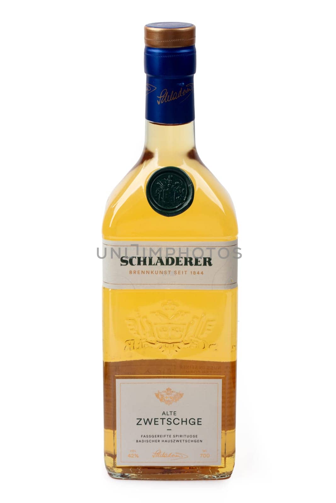WETZLAR, GERMANY 2022-07-18: Bottle with traditional german black forest Alfred Schladerer fruit Brandy.