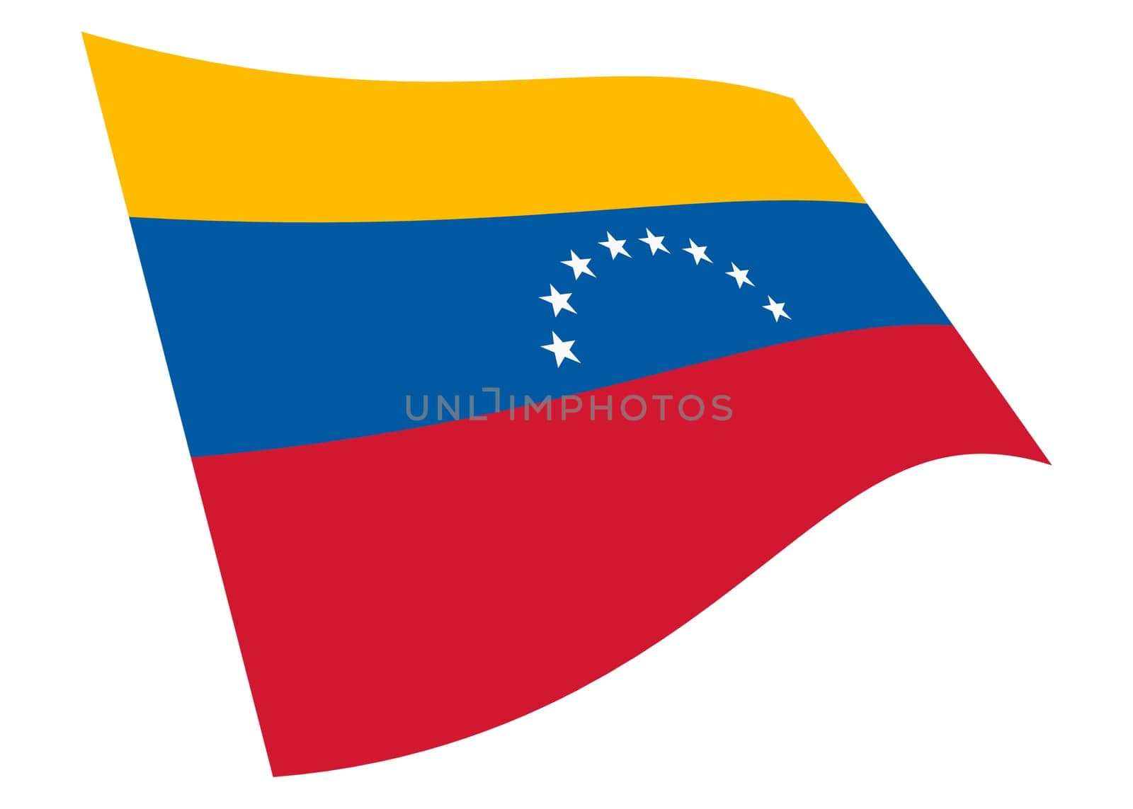 A Venezuela waving flag graphic isolated on white with clipping path 3d illustration