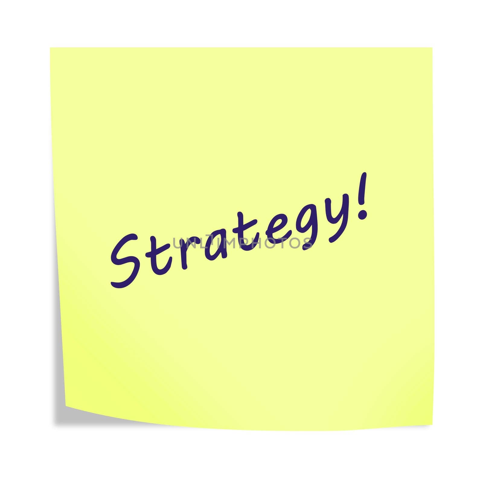 A Strategy 3d illustration post note reminder on white with clipping path
