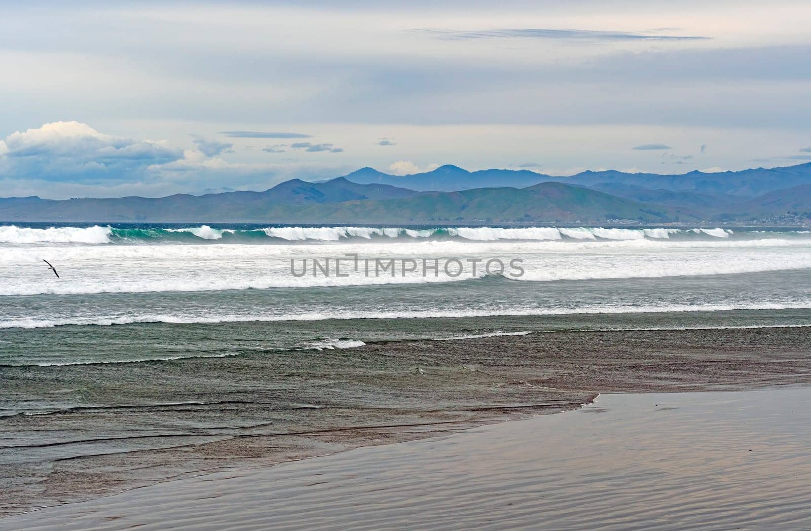 Rolling Waves on a Stormy Day Near Morro Bay, California