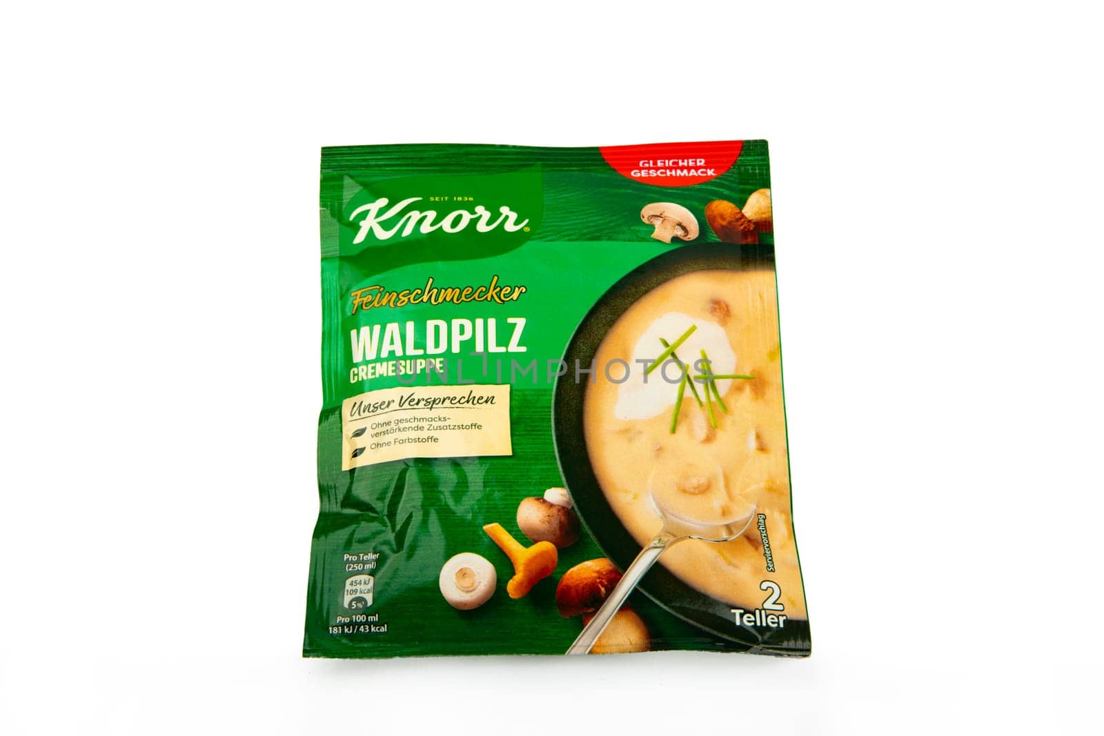 WETZLAR, GERMANY 2022-07-25: KNORR Mushroom Soup. KNORR is a german brand with various kind of instant soups.