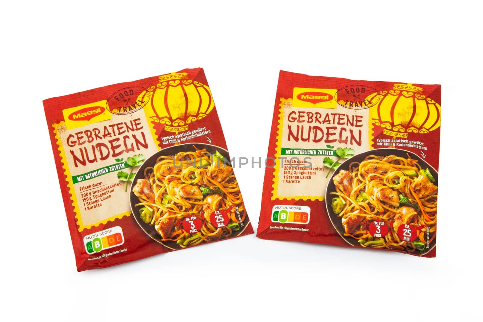 WETZLAR, GERMANY 2022-07-25: MAGGI Fried Asia Instant Noodles.Maggi is an international brand of soups, stocks, bouillon cubes, ketchup, sauce.