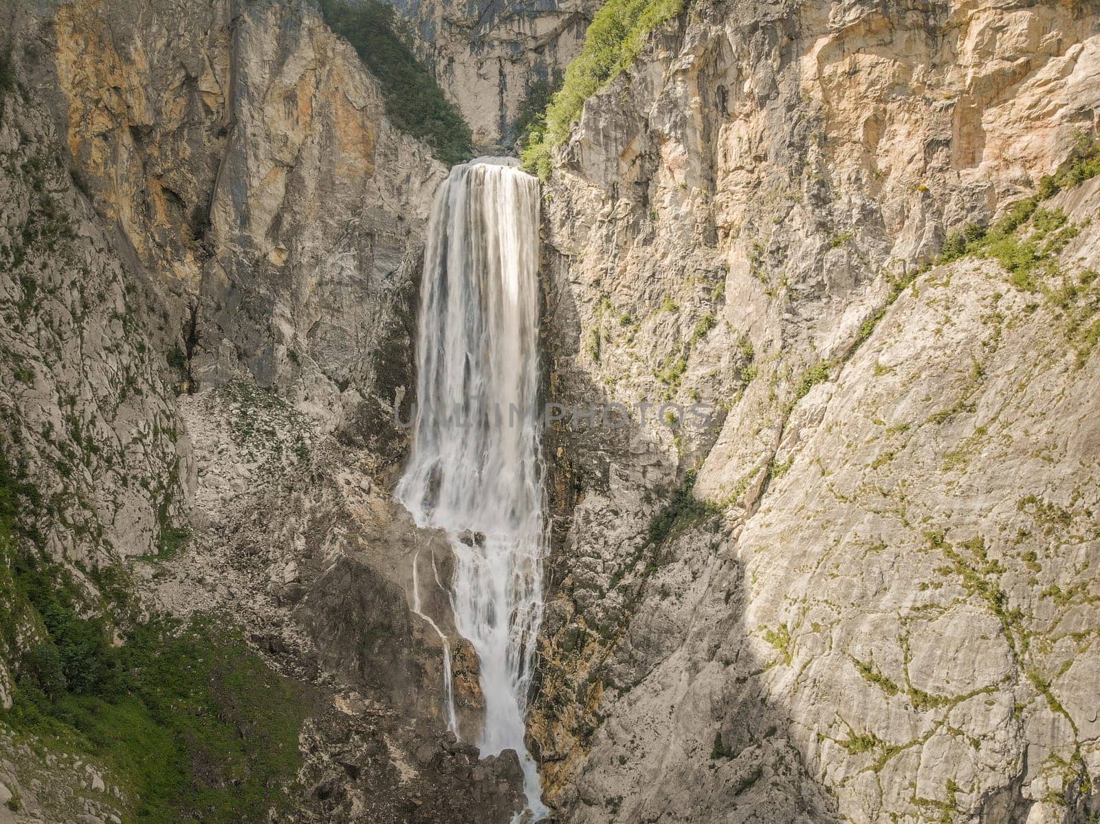 Famous slovenian waterfall Boka in Julian Alps in Triglav National park. One of the highest in Slovenia. Slap Boka.