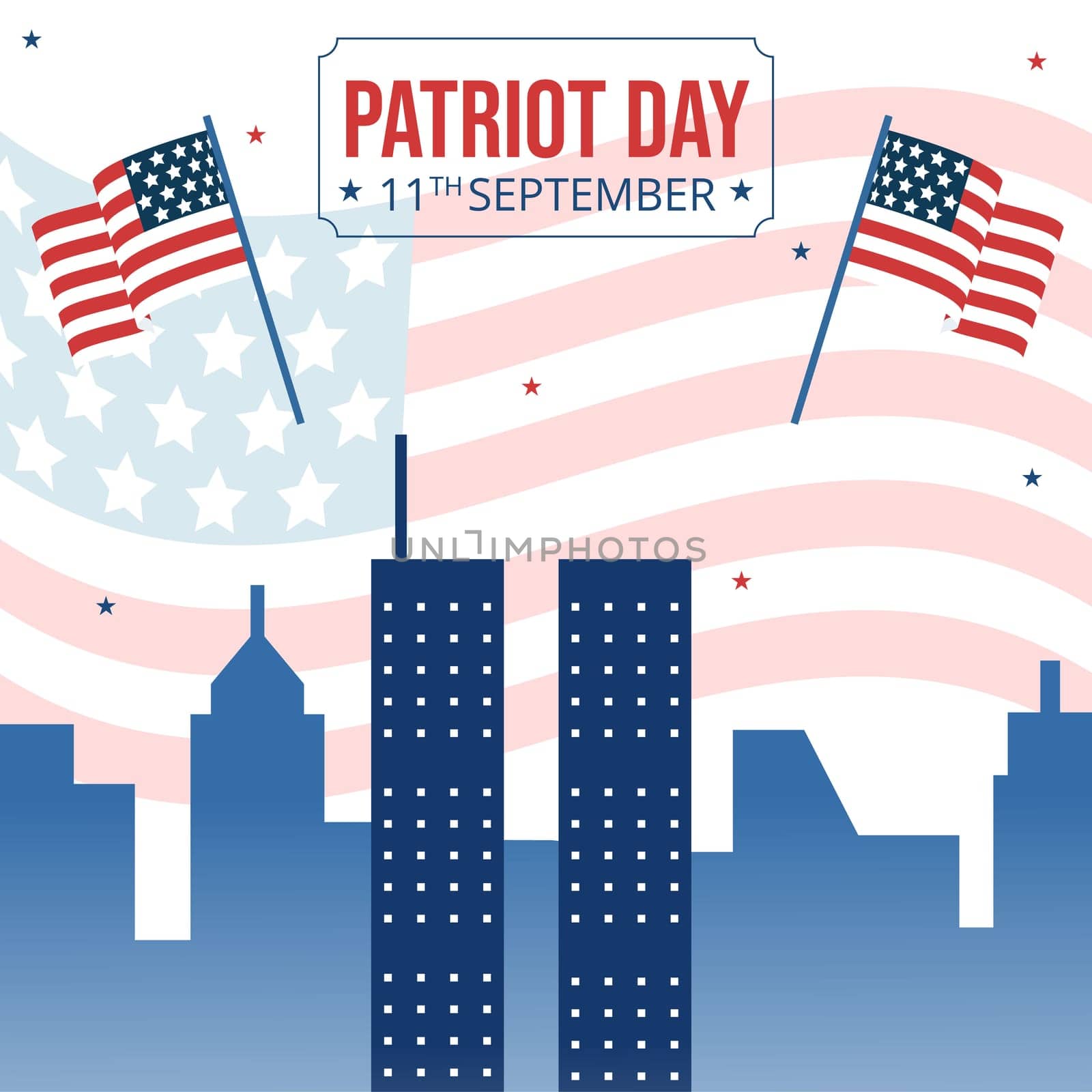 Patriot Day USA Celebration Background Template Hand Drawn Cartoon Flat Illustration