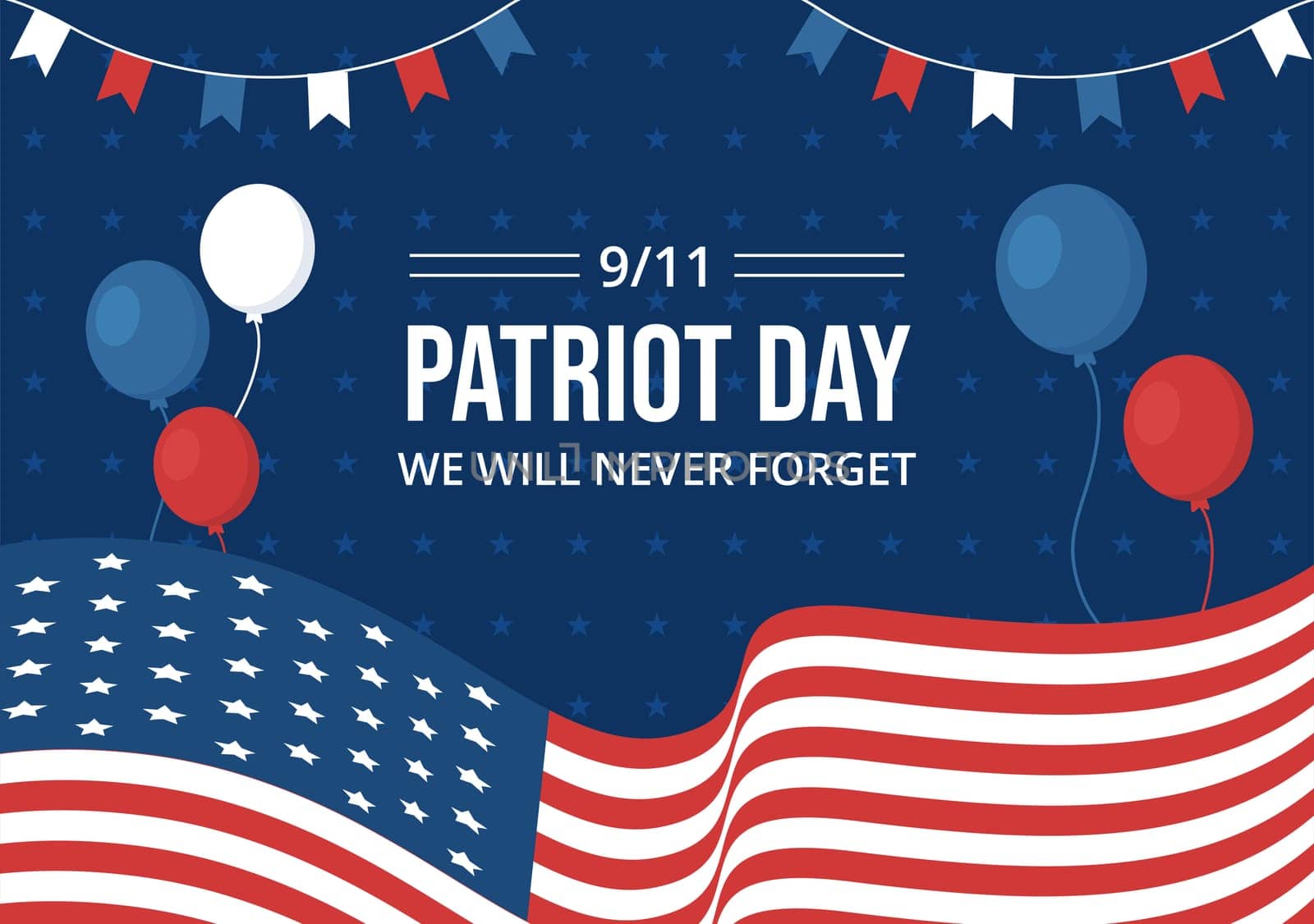 Patriot Day USA Celebration Background Template Hand Drawn Cartoon Flat Illustration