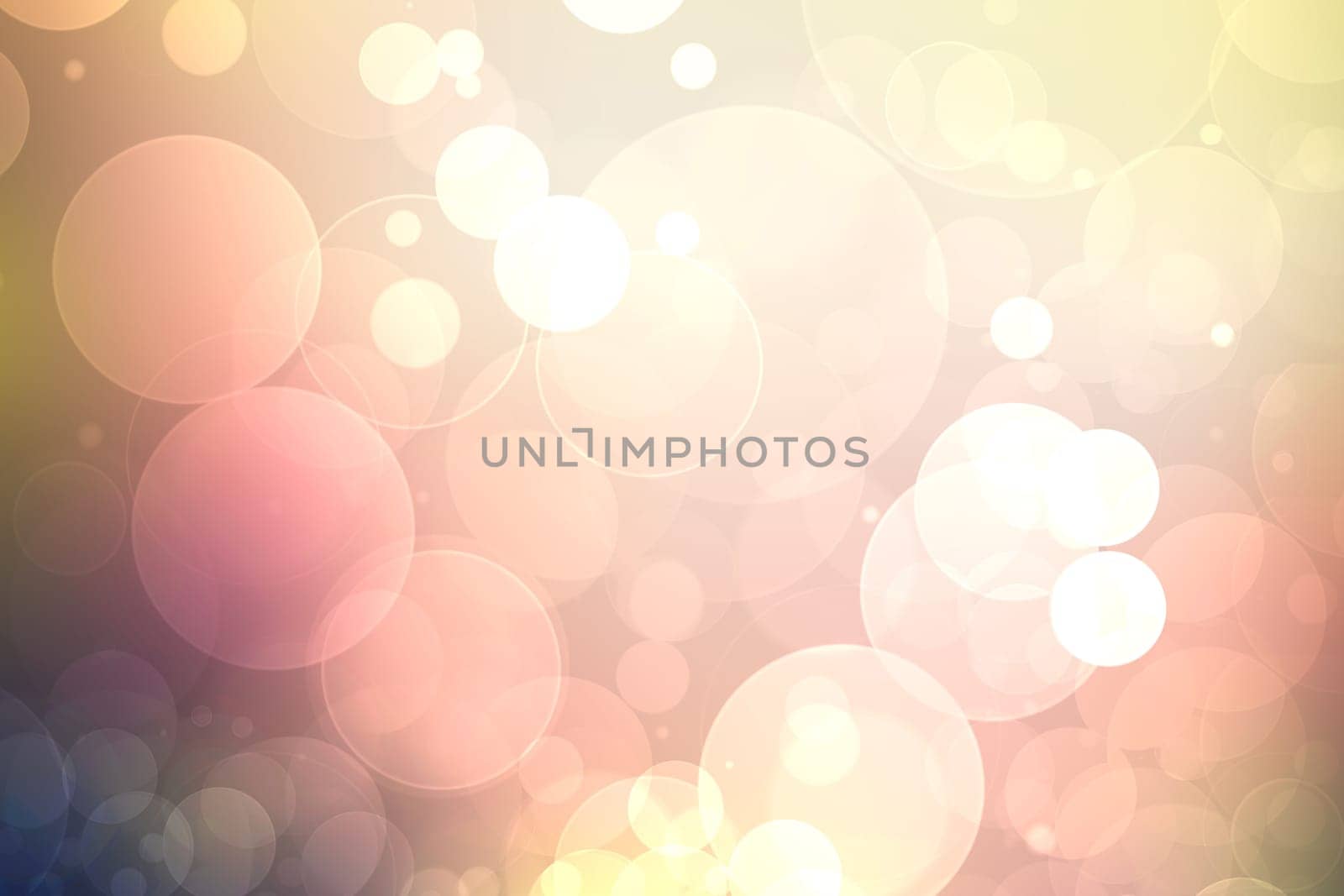 Abstract blurred fresh vivid spring summer light delicate pastel yellow pink orange bokeh background texture with bright circular soft color lights and stars. Beautiful backdrop illustration.