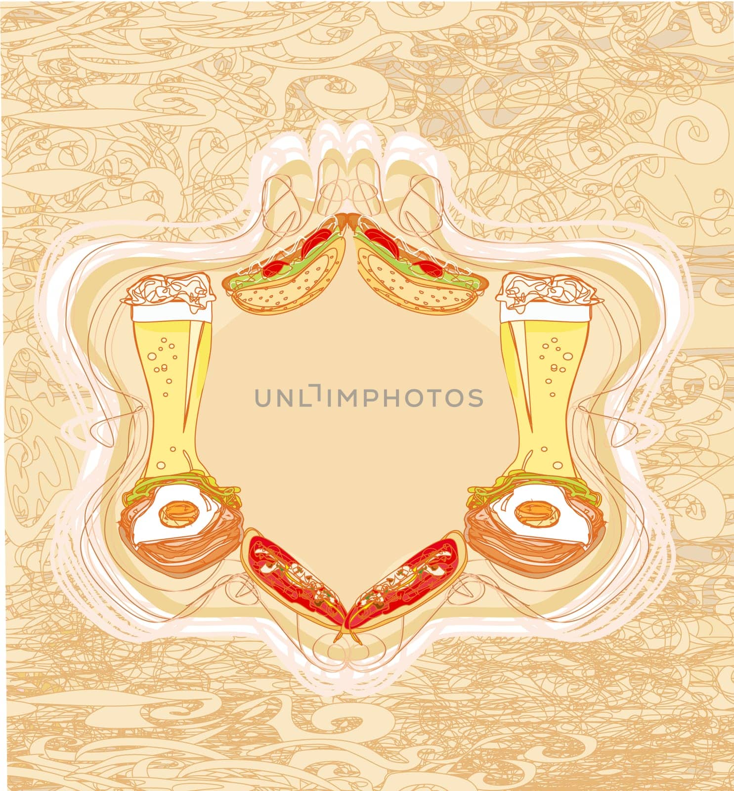 Fastfood set - vintage background