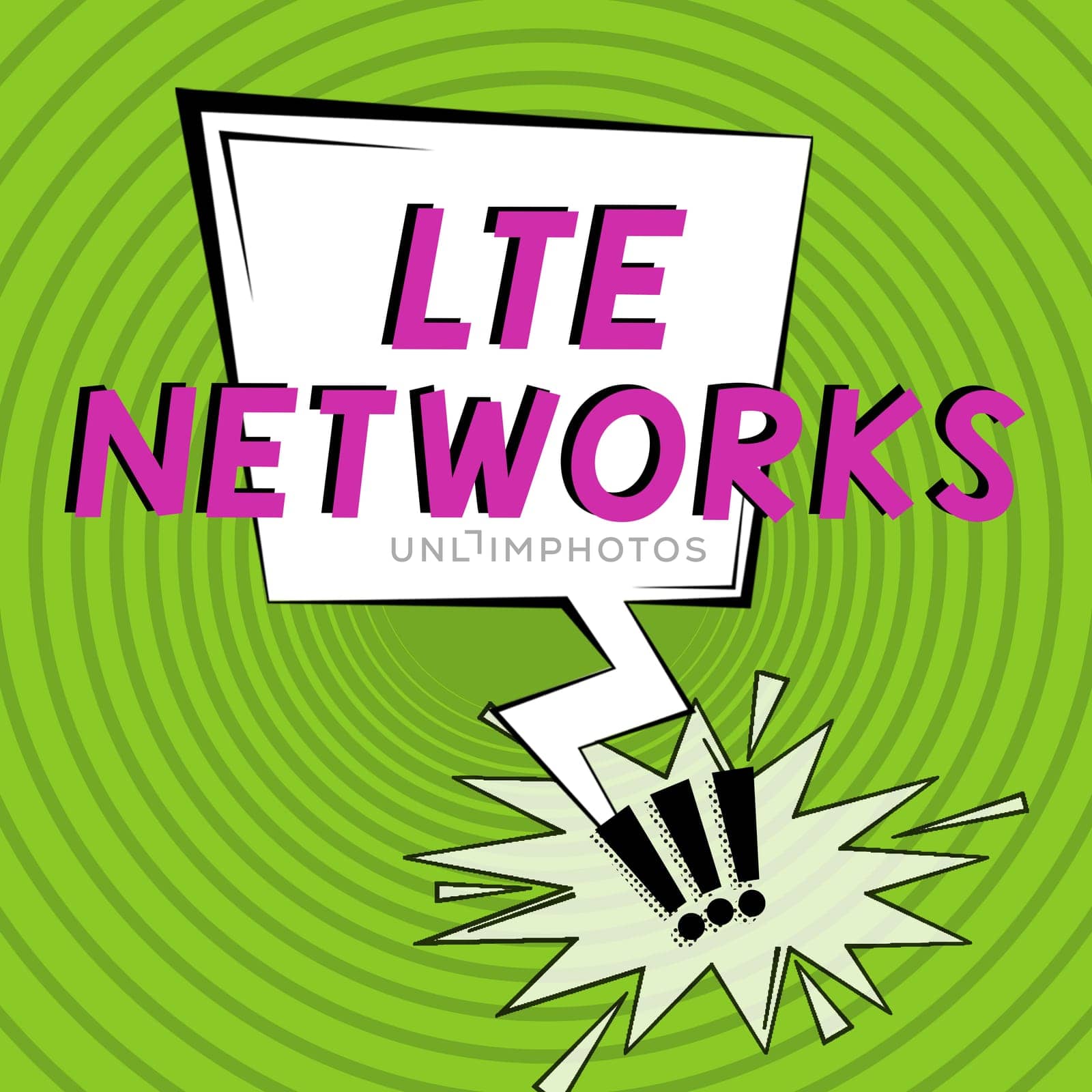 Text caption presenting Lte Networks, Internet Concept Fastest network connection available for wireless communication Blank Thunderstorm Speech Bubble With Copy Space For Web Banner.