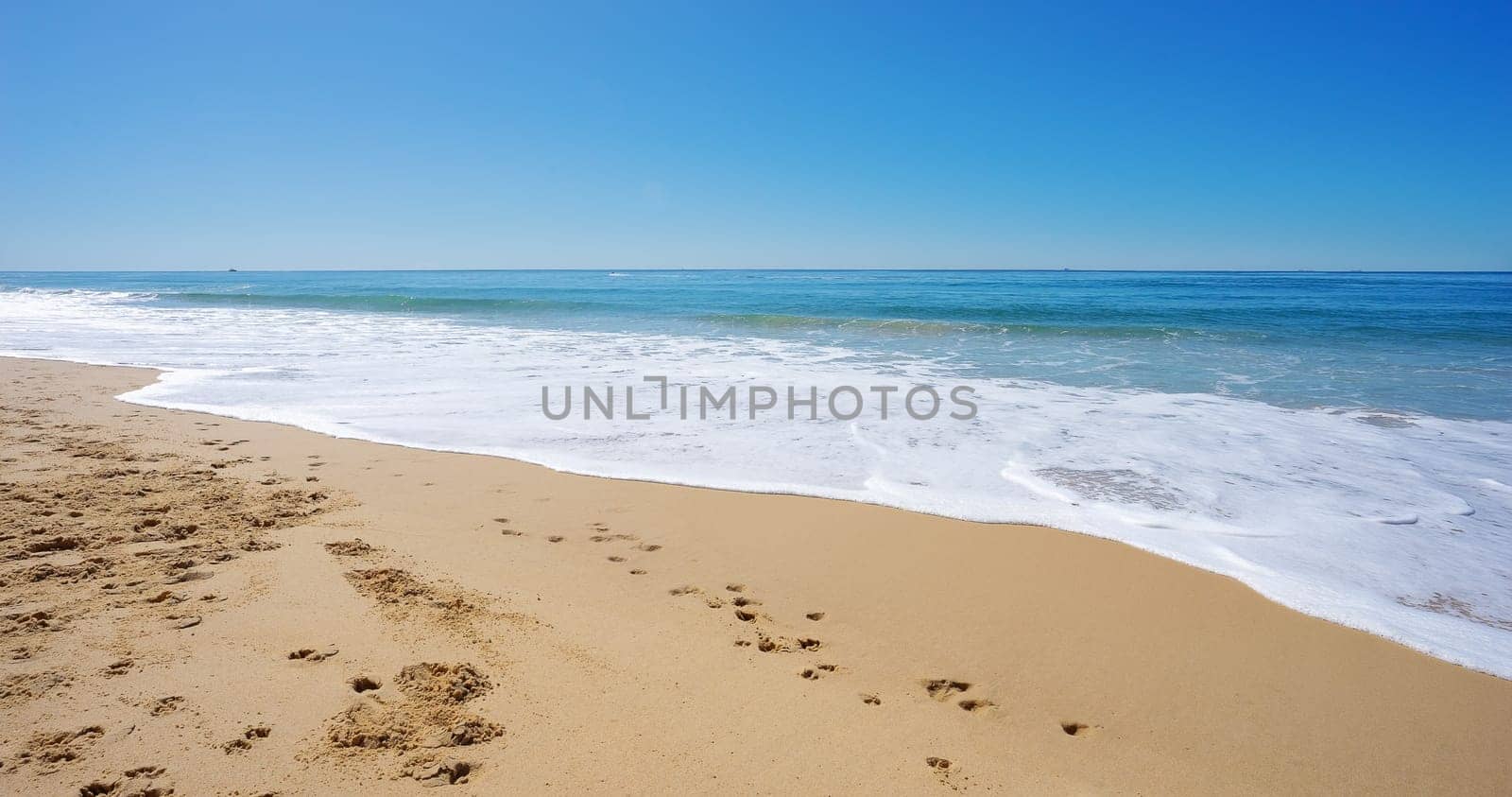 Sun Surf and Sandy Beach. A peaceful winter scene with surf waves rolling onto the beach at Kawana on the Sunshine Coast, Queensland, Australia.