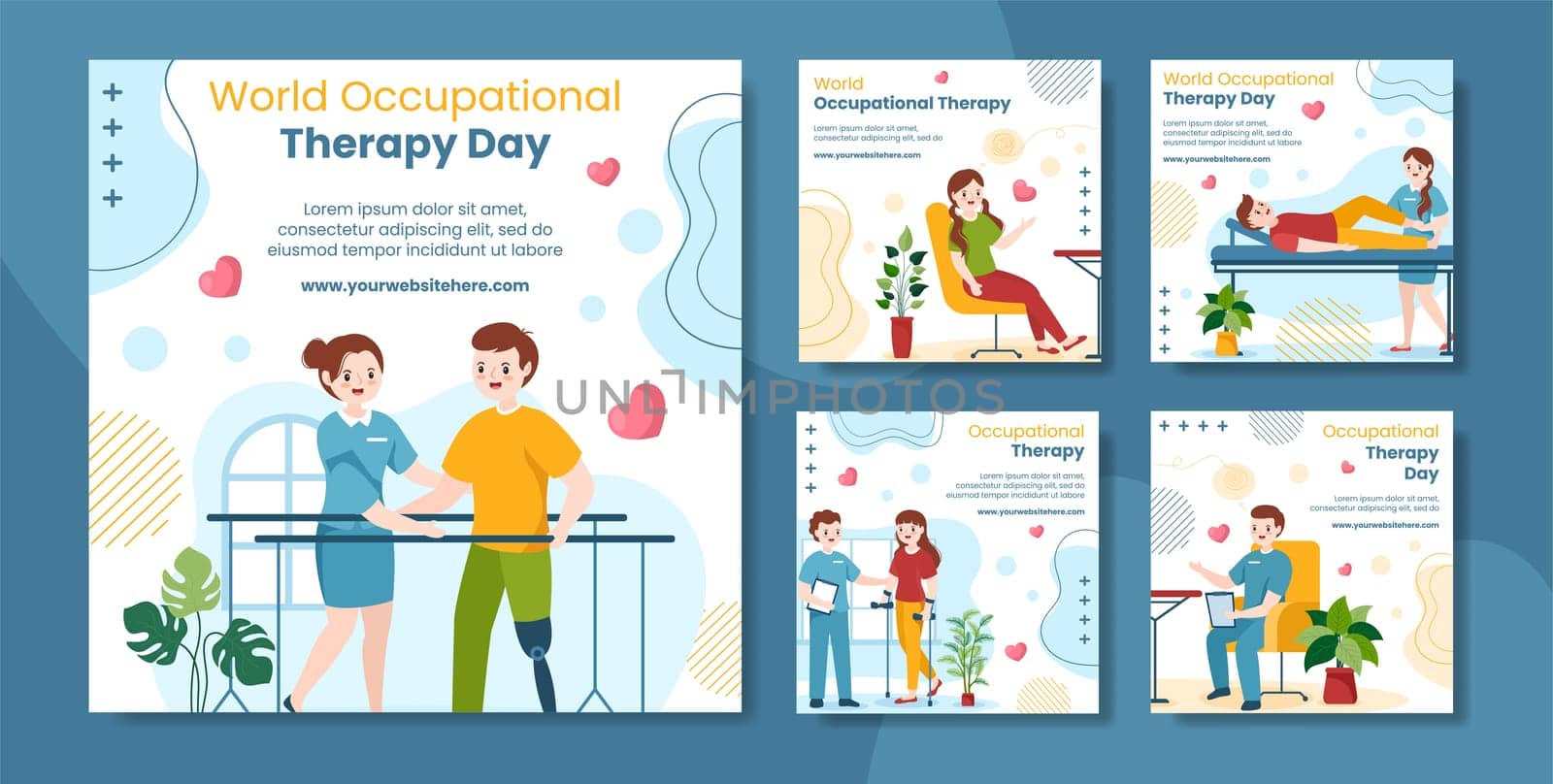 World Occupational Therapy Day Social Media Post Template Hand Drawn Cartoon Flat Illustration