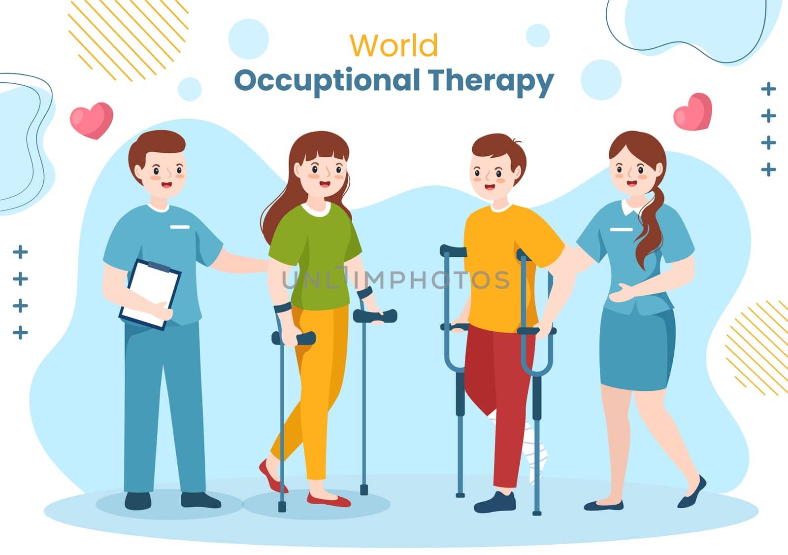 World Occupational Therapy Day Background Template Hand Drawn Cartoon Flat Illustration