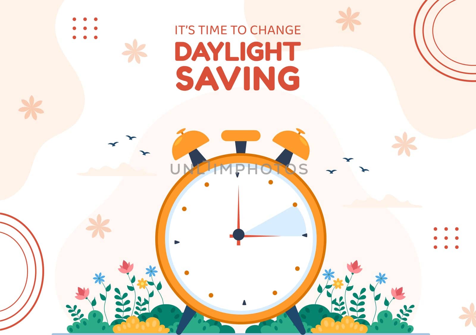 Daylight Savings Time Background Template Hand Drawn Cartoon Flat Illustration