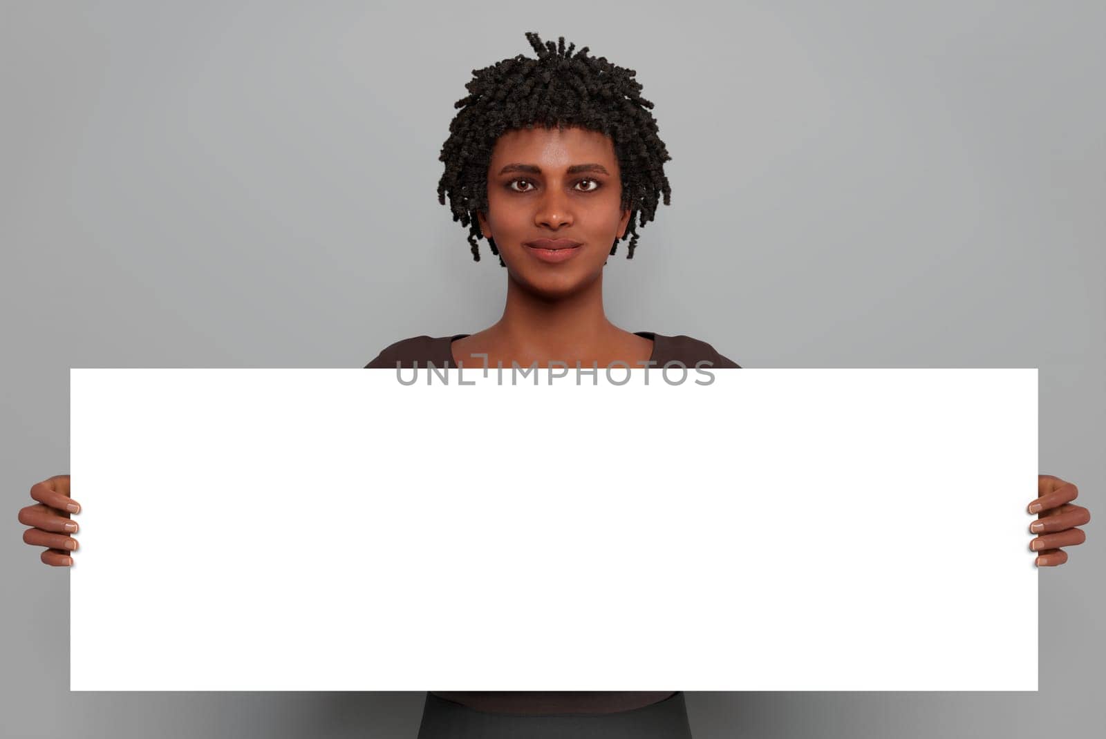 man hold canvas white copy space 36 x 12 photo enlargement selling art online 3D illustration