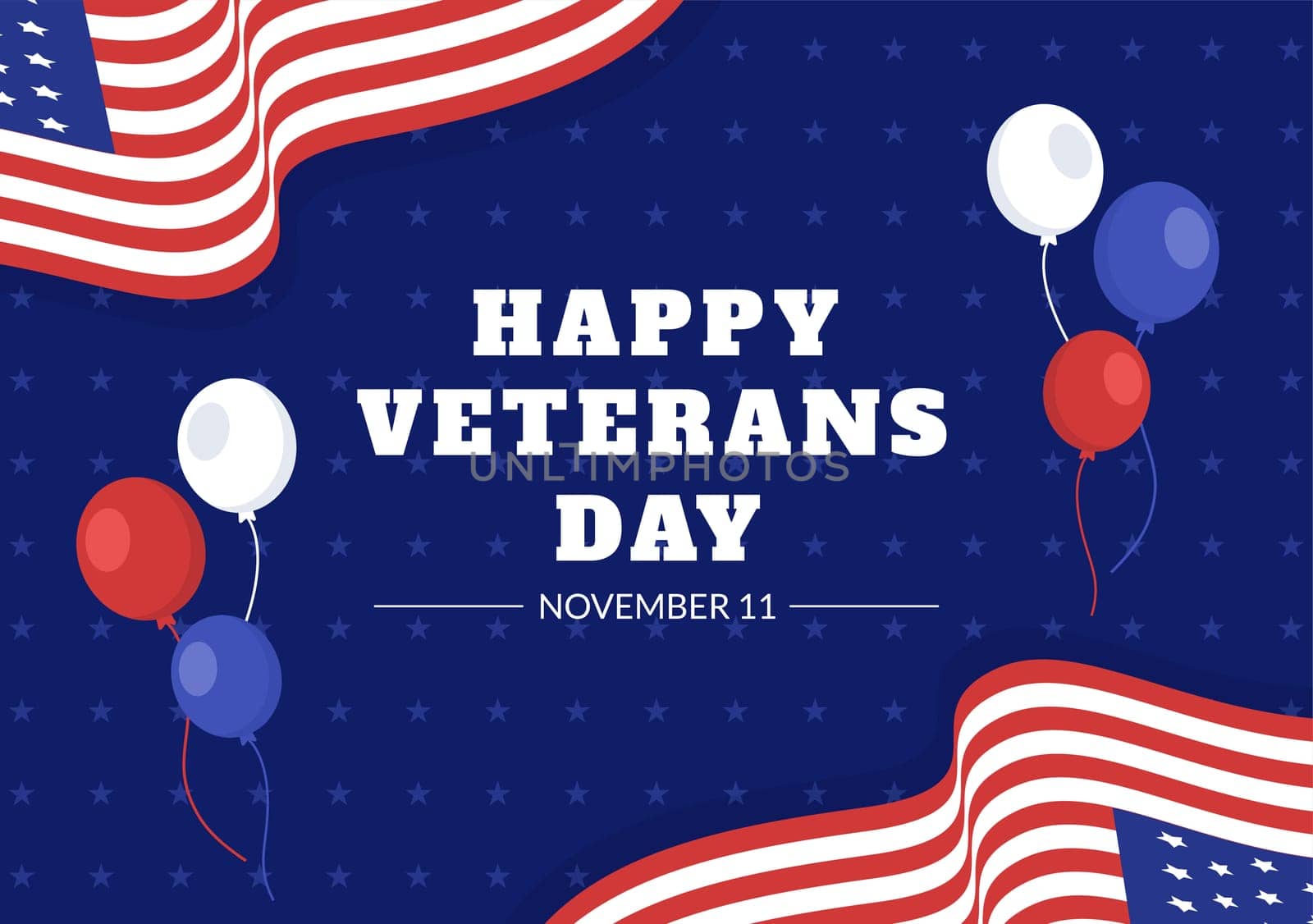 Veterans Day on November 11 Template Hand Drawn Cartoon Flat Illustration with USA Flag and Army to Honoring All Who Served