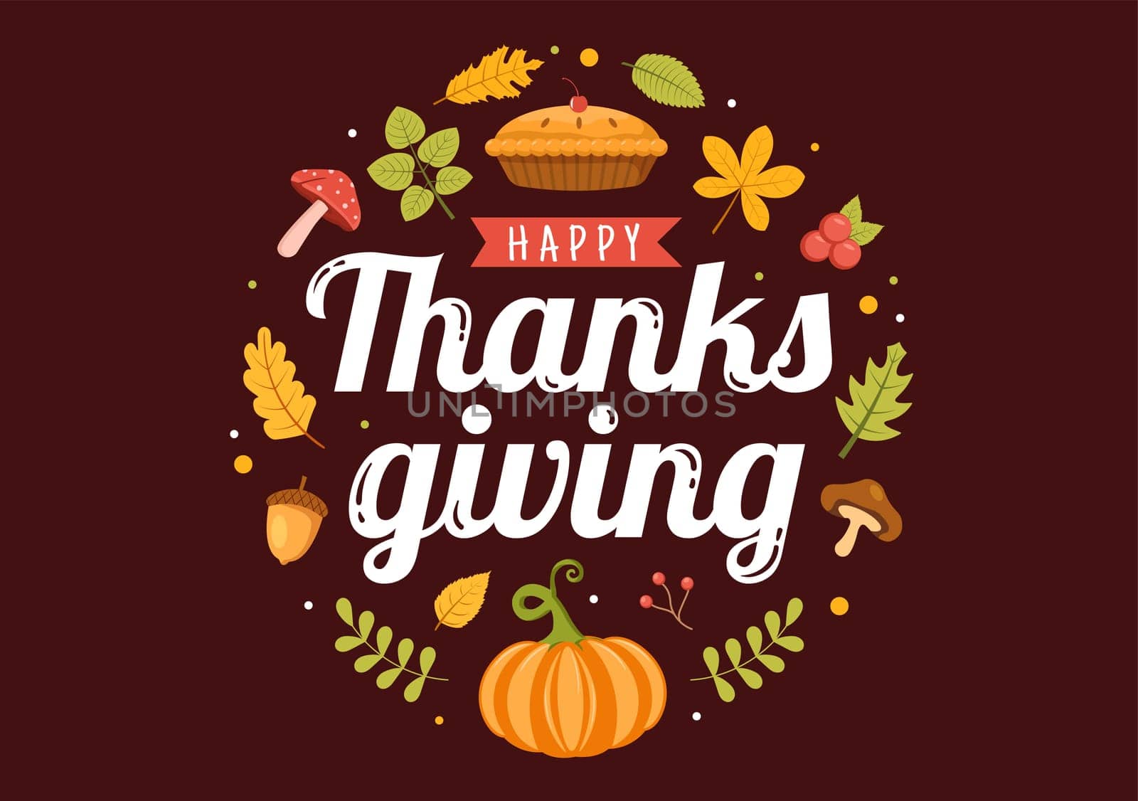 Happy Thanksgiving Celebration Template Hand Drawn Cartoon Flat Illustration with Turkey, Leaves, Chicken or Pumpkin Design