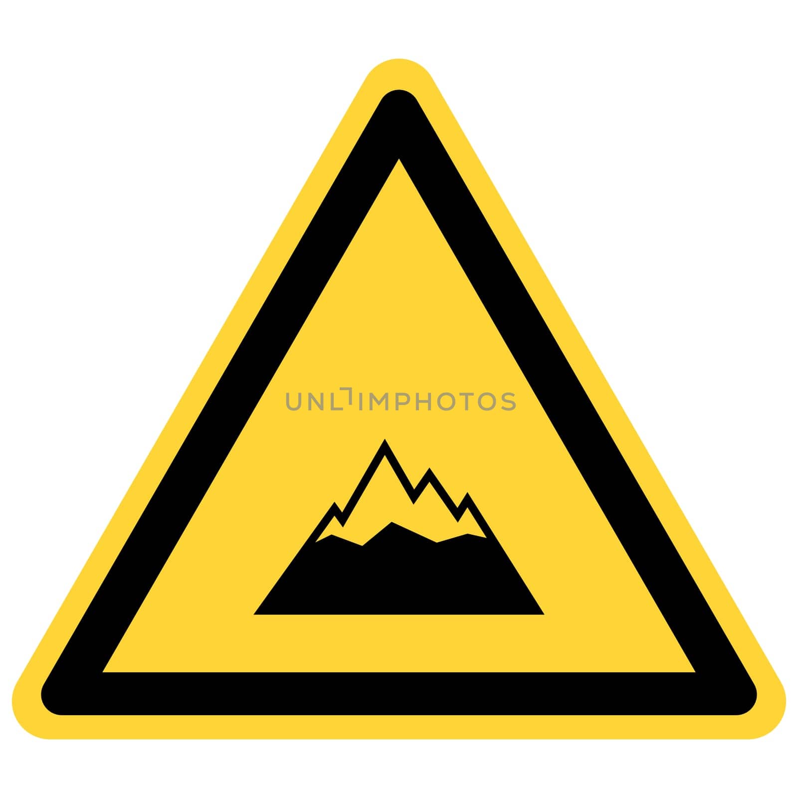 Mountains and danger sign