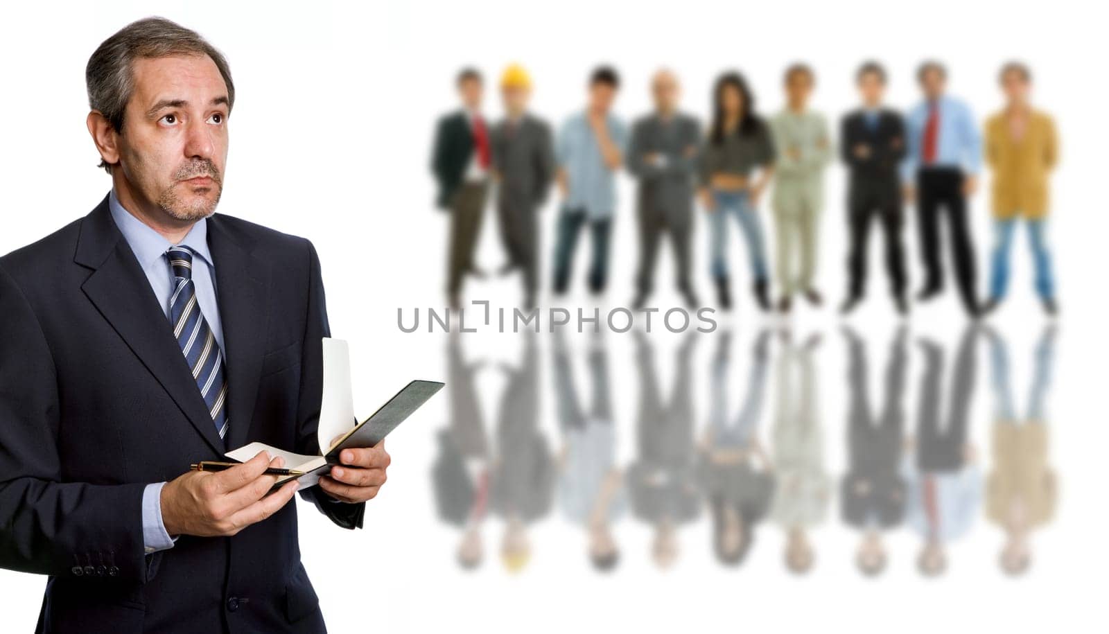 business man in front of a group of people